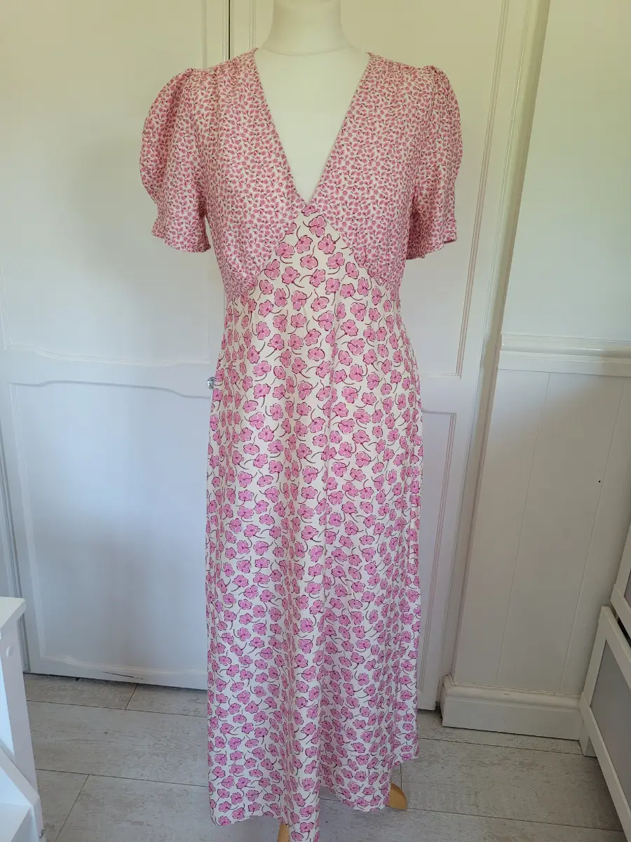 Pink Floral Dress Size Uk 10