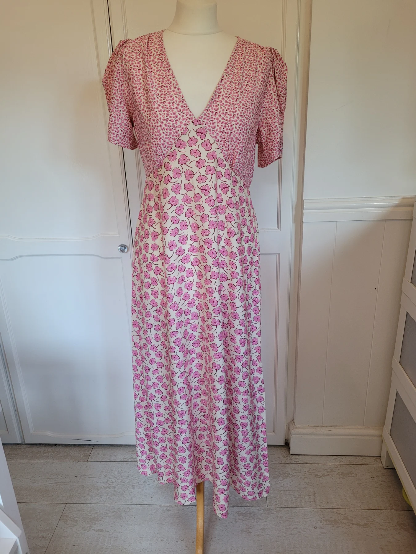 PInk Floral Print Dress Size Uk 10
