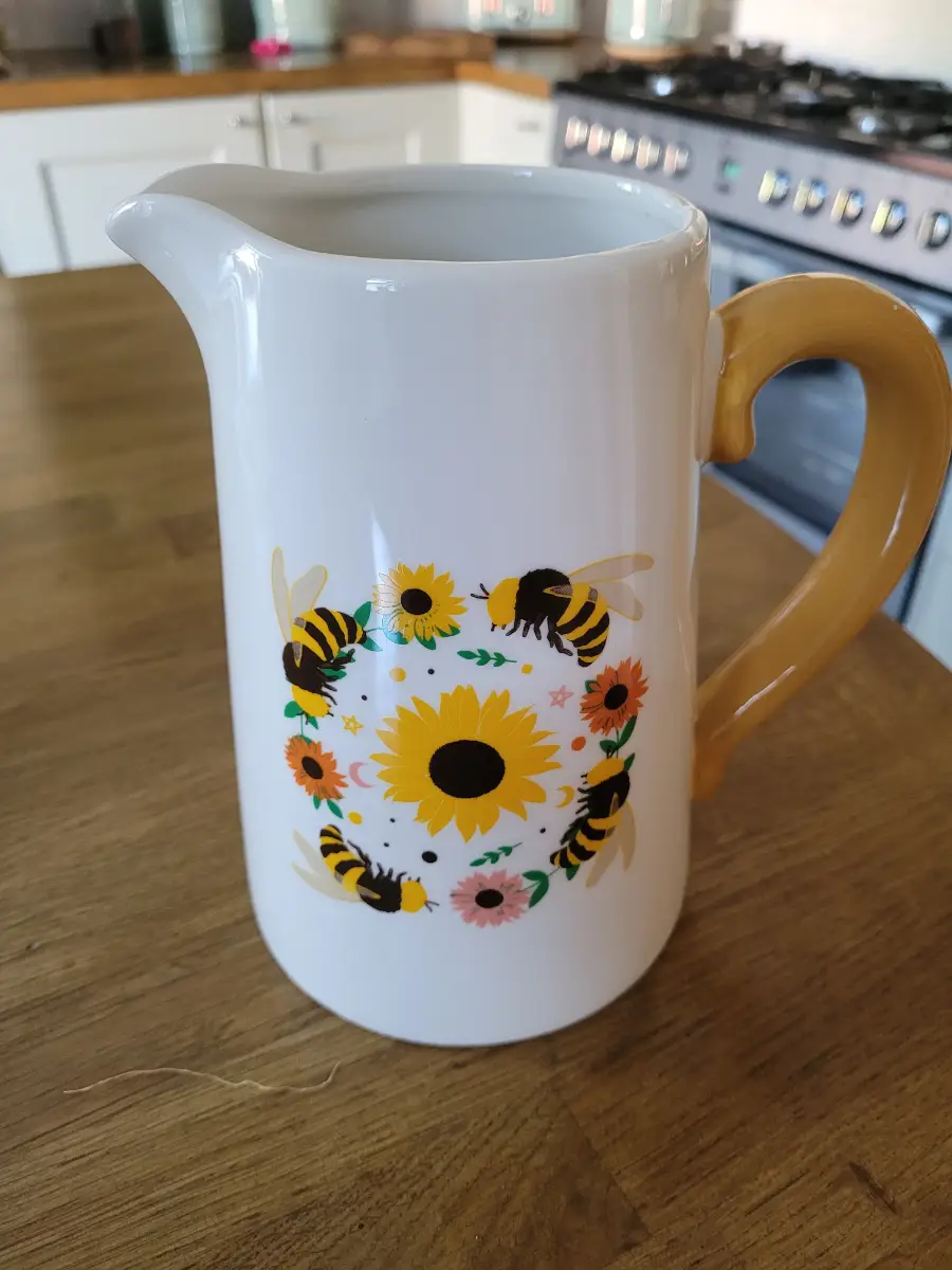 Bee and Sunflower Ceramic Flower Jug
