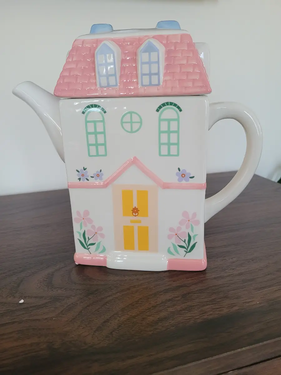 Pastel Coloured House Shaped Teapot