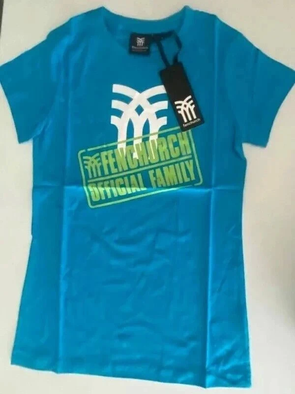 Women s T shirt, Aqua Blue with Smart Logo, by Fenchurch, Crew Neck, Size M