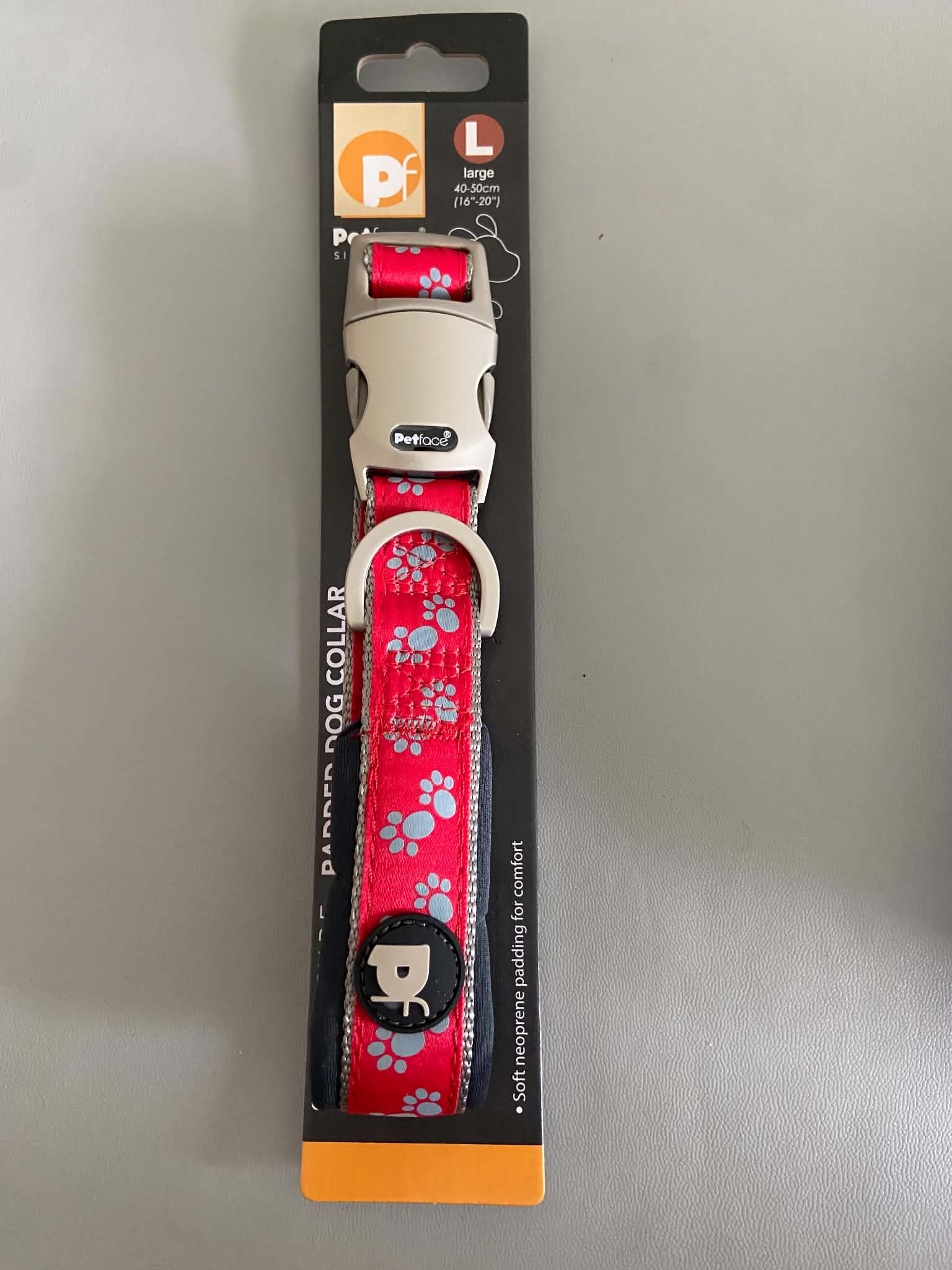 Petface Signature Padded Dog Collar, Size L 16-20 inch