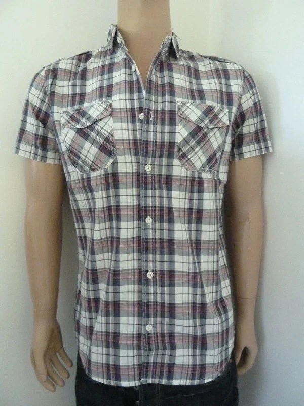 Men's Crafted Republic Check Shirt, Cotton. Short Sleeve Size L