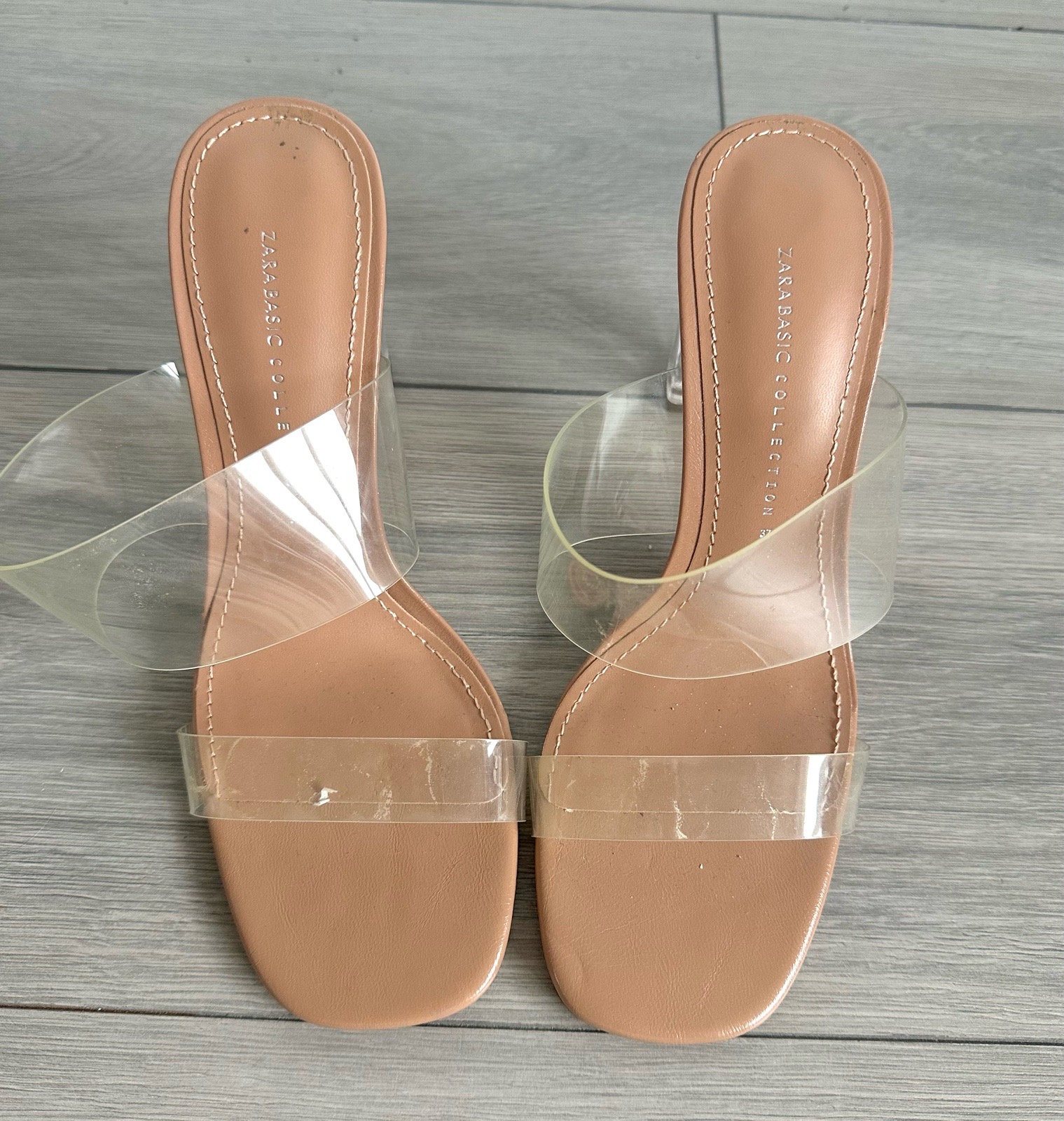 Lovely Zara Basic Collection Clear Vinyl Mules / Heeled Sandals - Size UK size 4