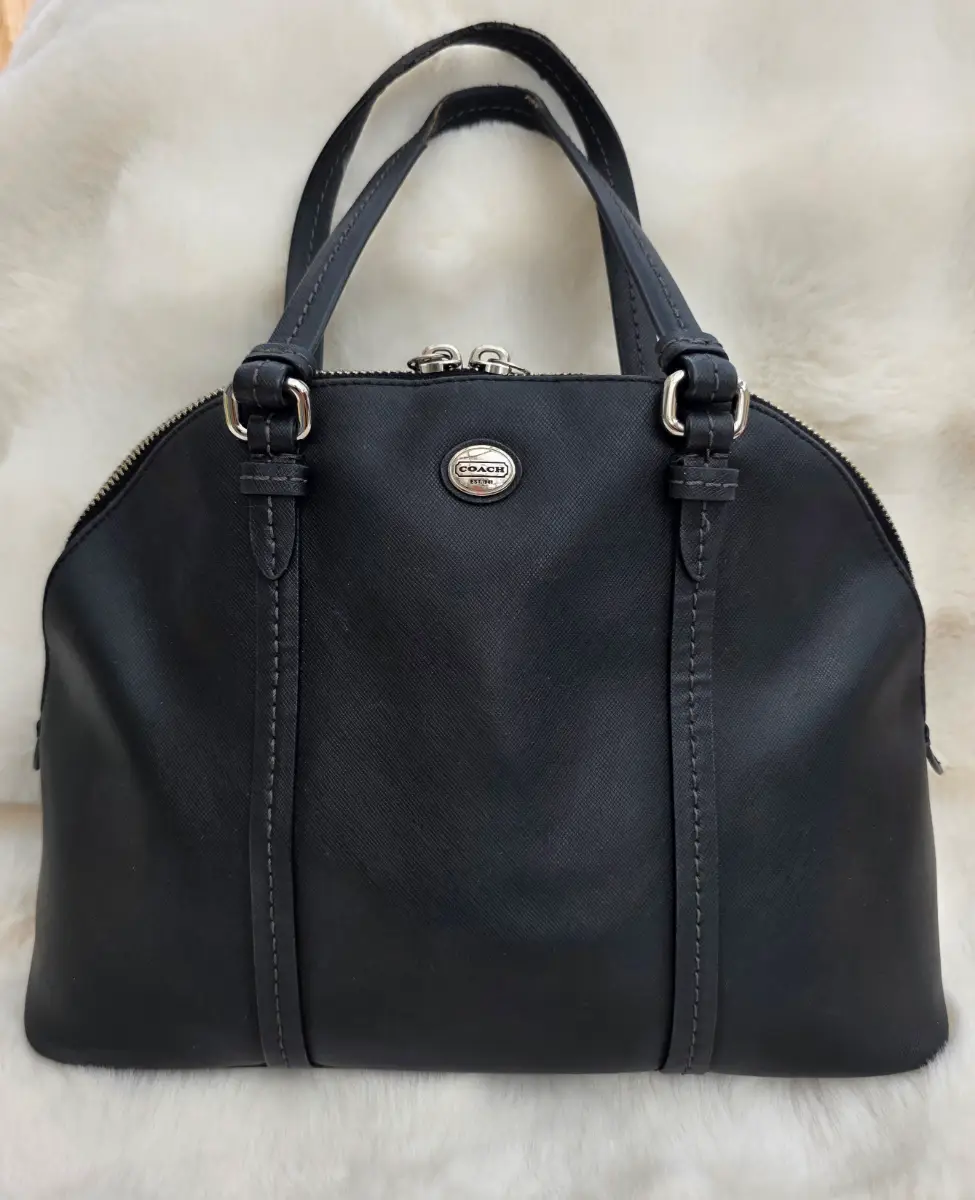 Authentic Coach Peyton Cora Domed Satchel Black (Style F25671)