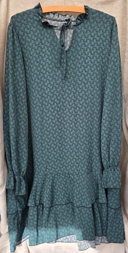 Ruffle hem Mini Dress Teal & Black UK Size 3XL