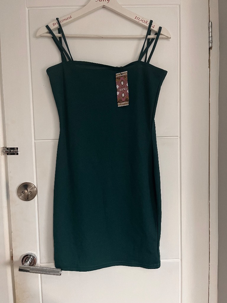 New Dark green mini dress size 10