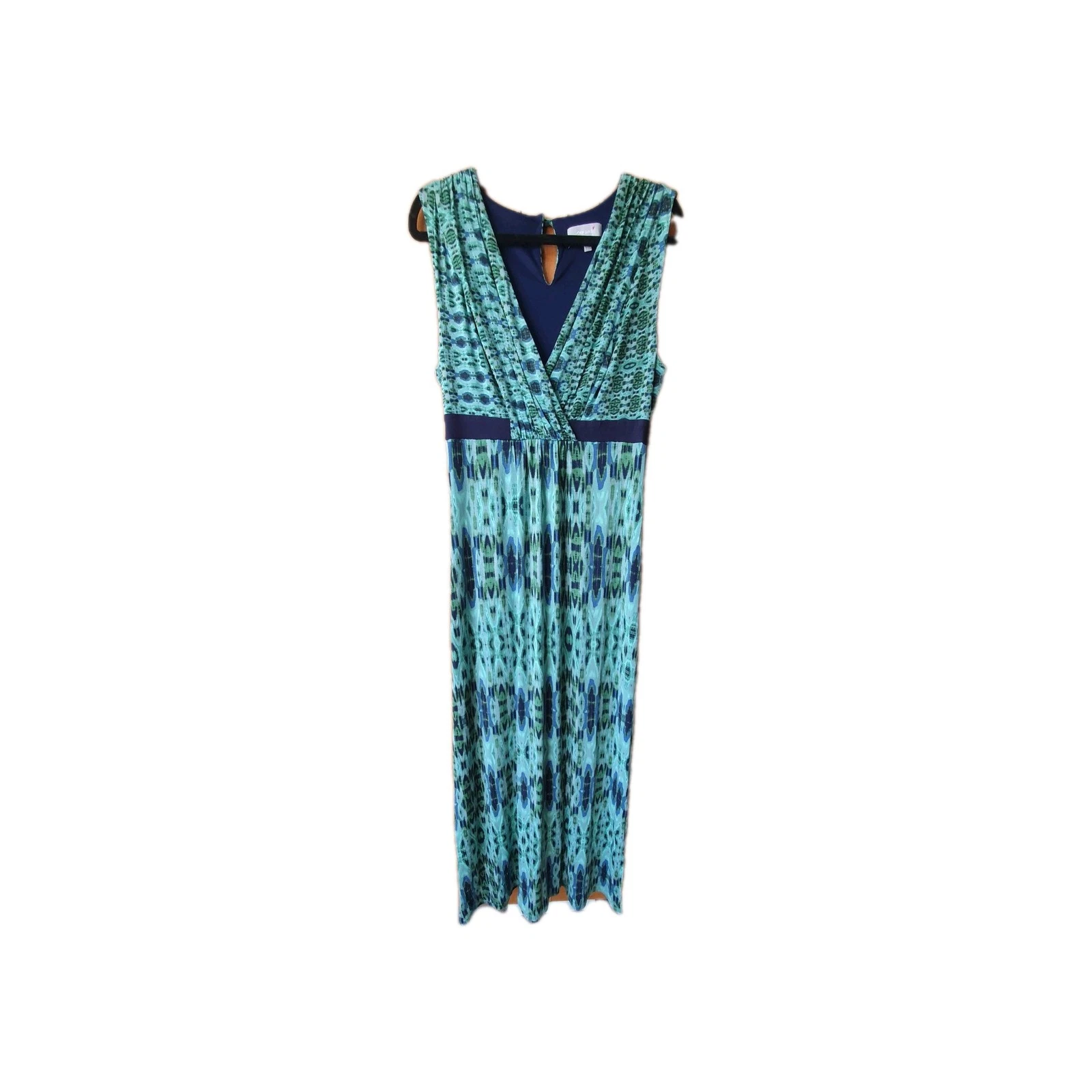 Marks & Spencer Maxi Dress Green Crossover V Neck Jersey Sleeveless Size 10