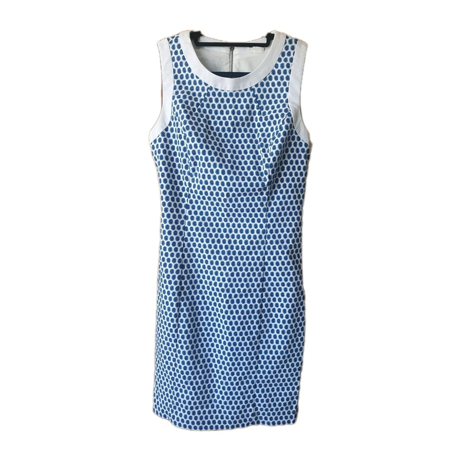 Club Monaco Blue and White Textured Shift Dress Size US 2 UK 6 8 Summer