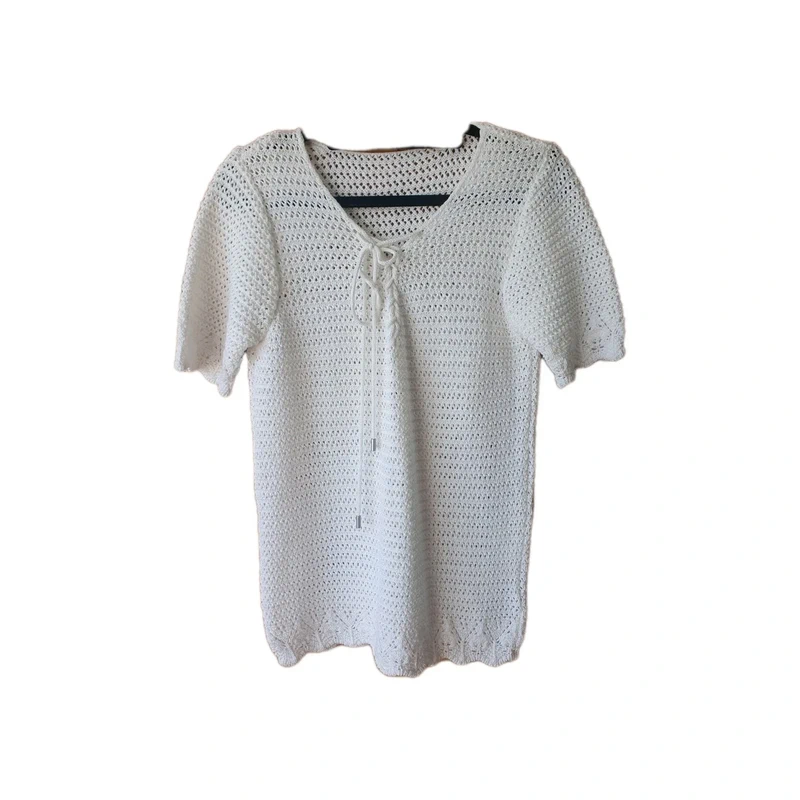 Next White Crochet Short Sleeve Top Size 10 Excellent Condition Cotton