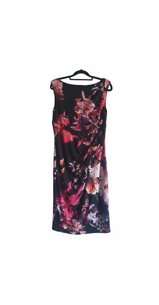 Coast Black Red And Pink Floral Shift Pencil Dress Size 12 Wedding Summer