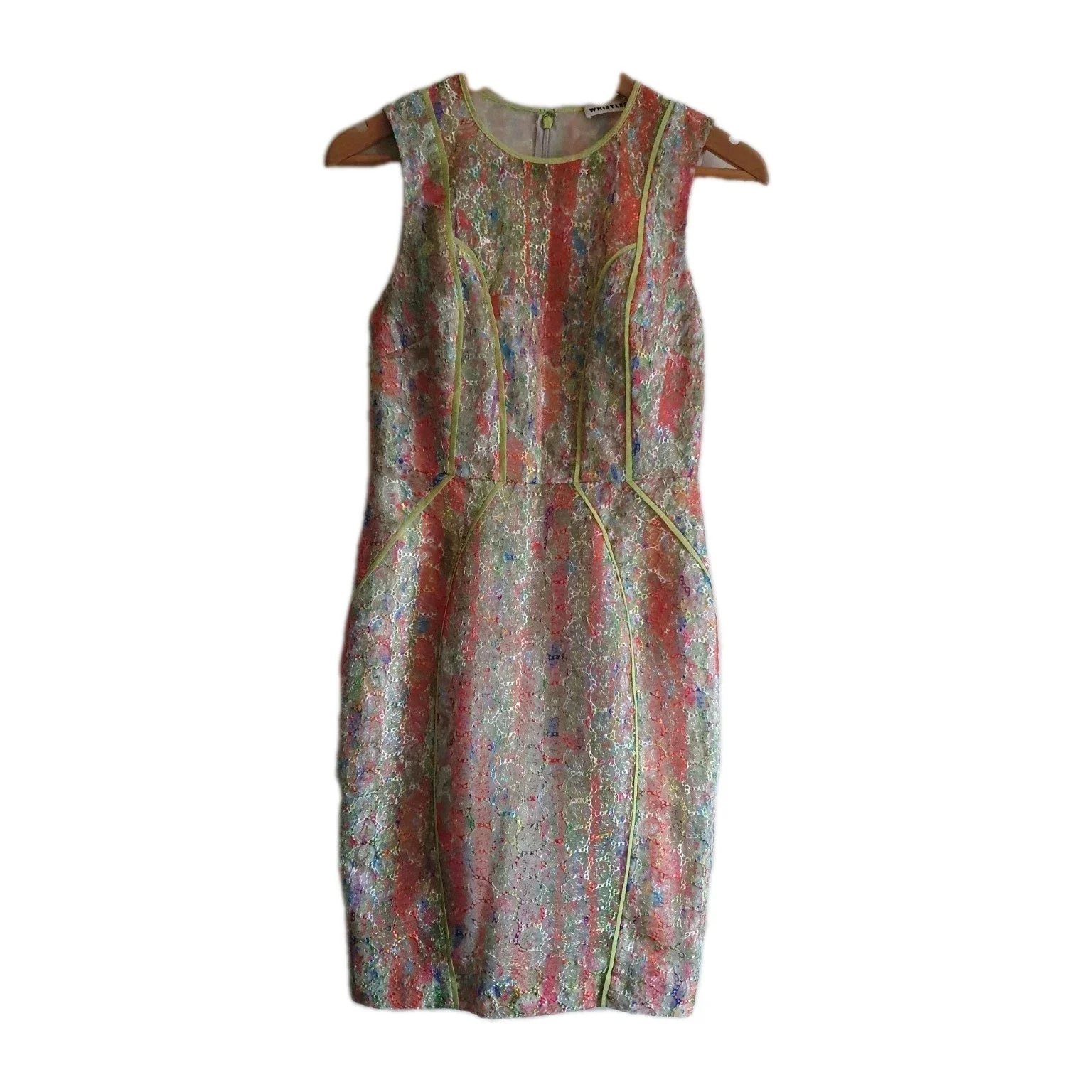 Whistles Florette Multicoloured Lace Sleeveless Dress Size 6 Summer Wedding
