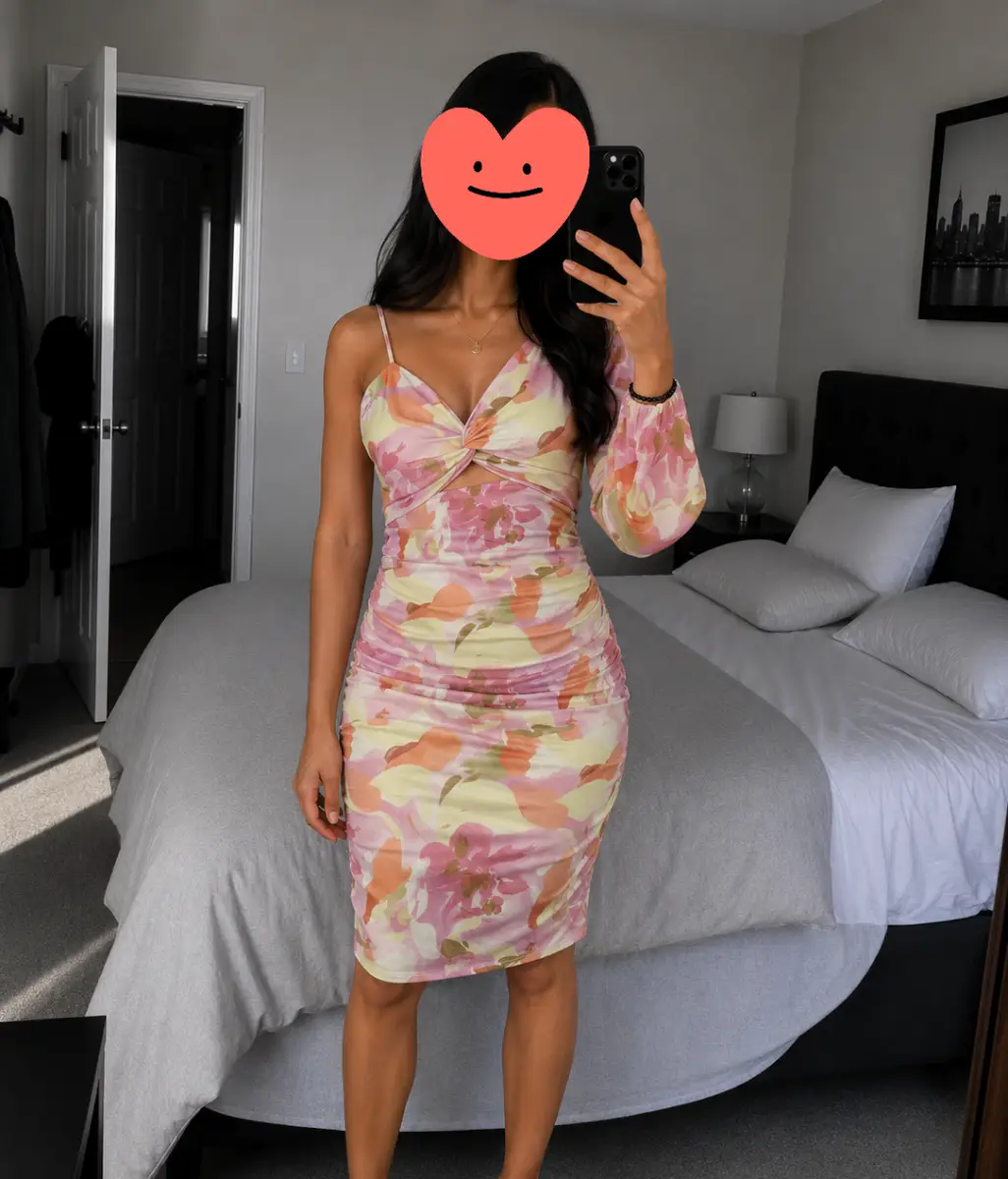 Floral One-Shoulder Midi Dress – Size UK 12