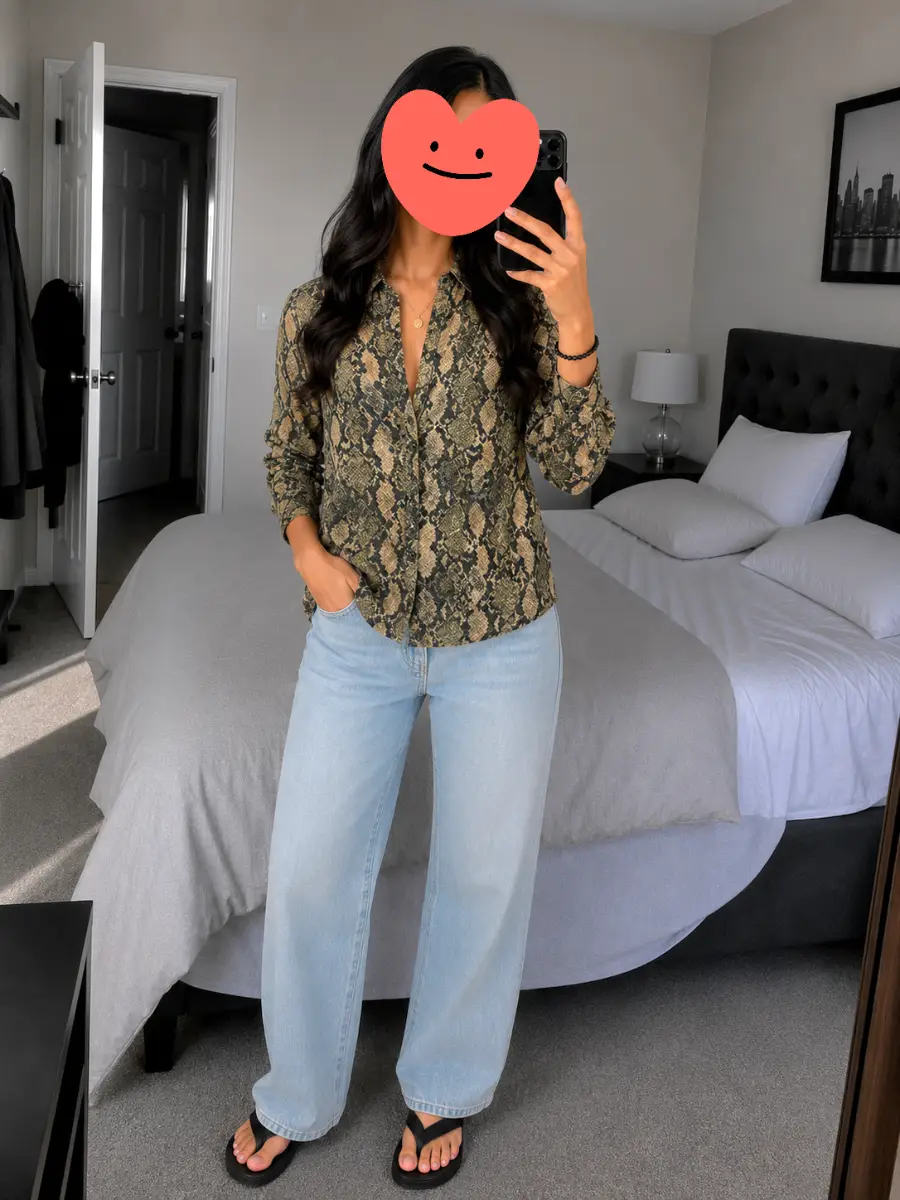 H&M snake print shirt size UK 10