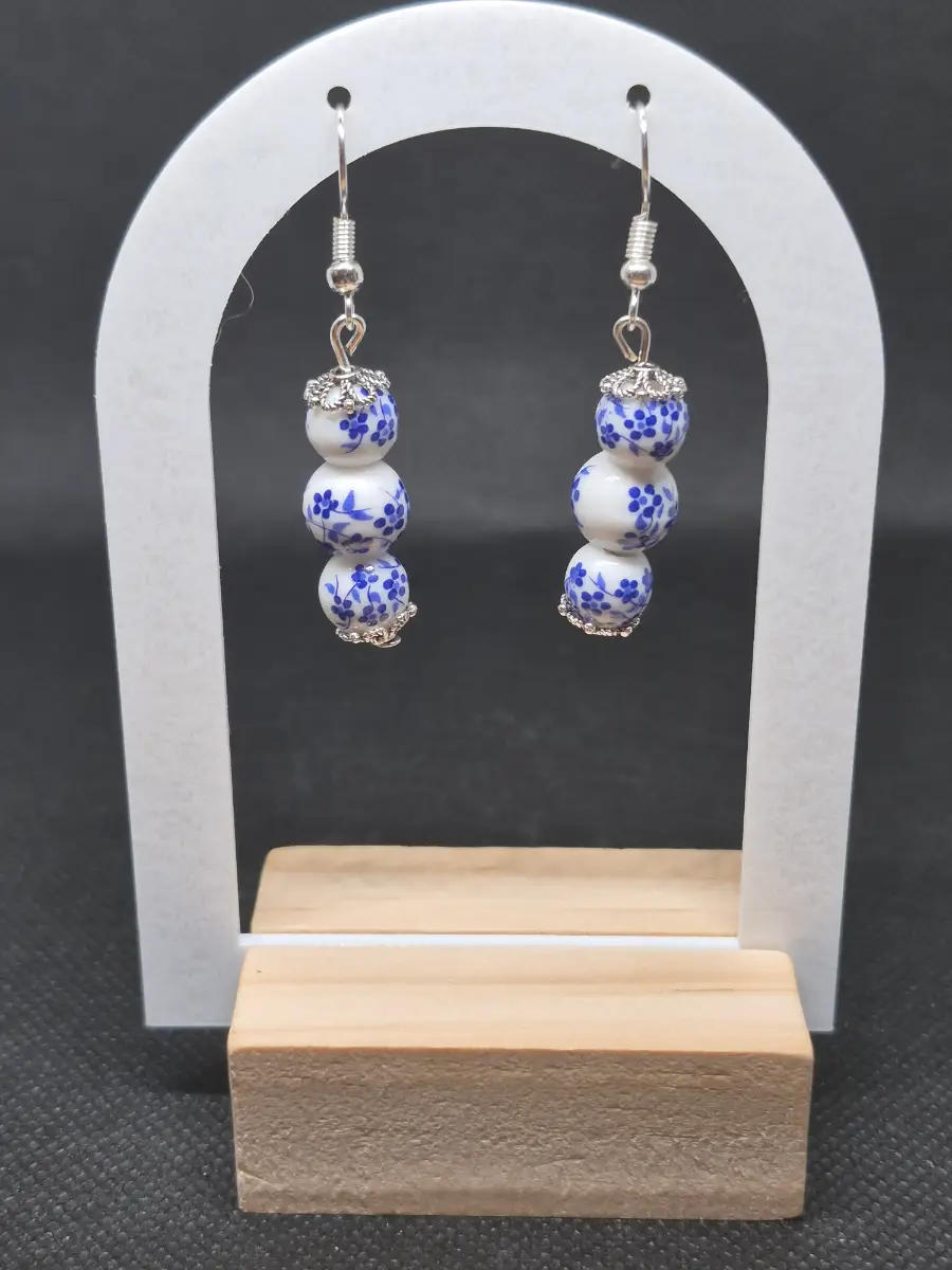 Ceramic blue and white beads