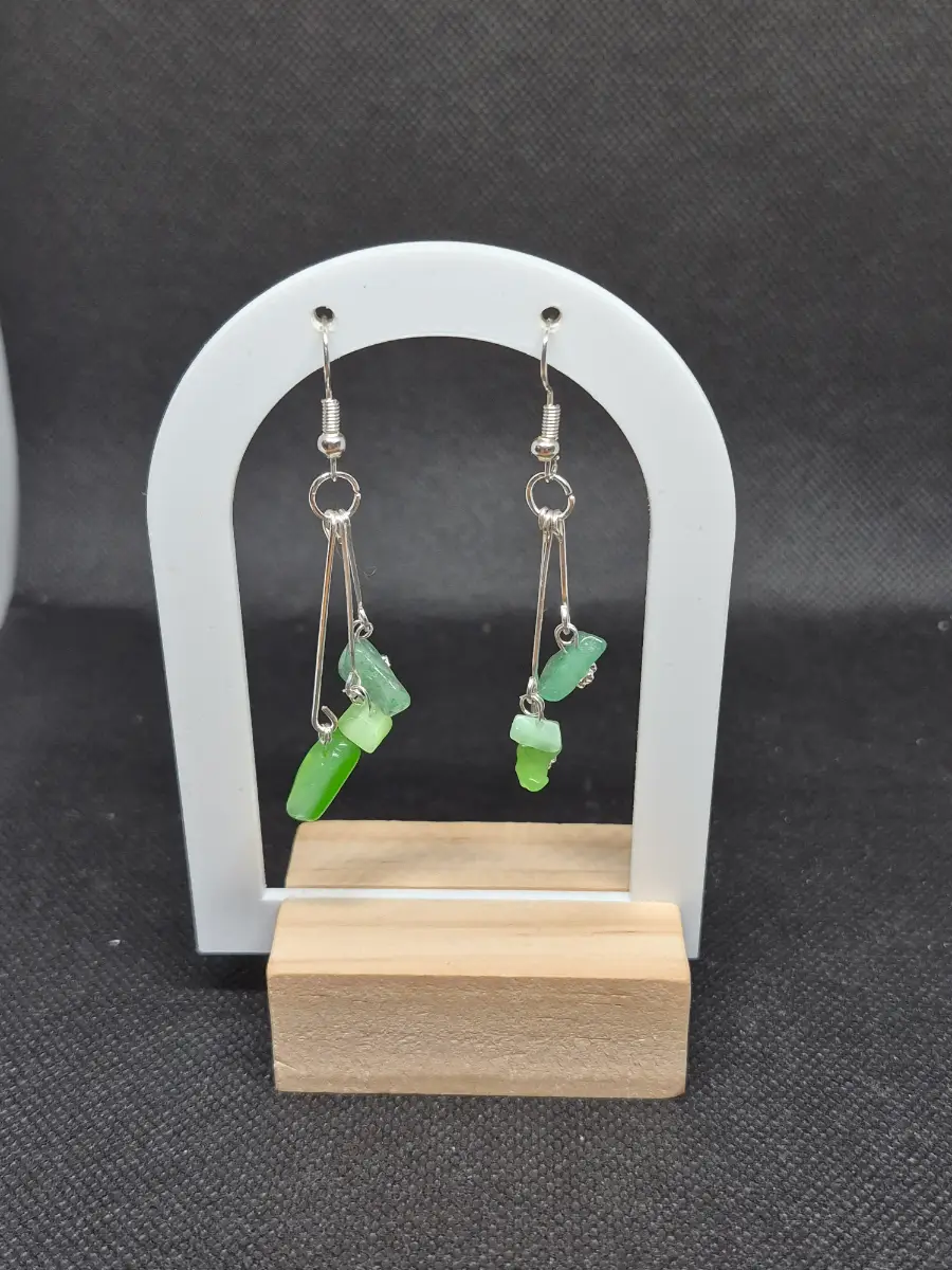 Green crystal stone earrings