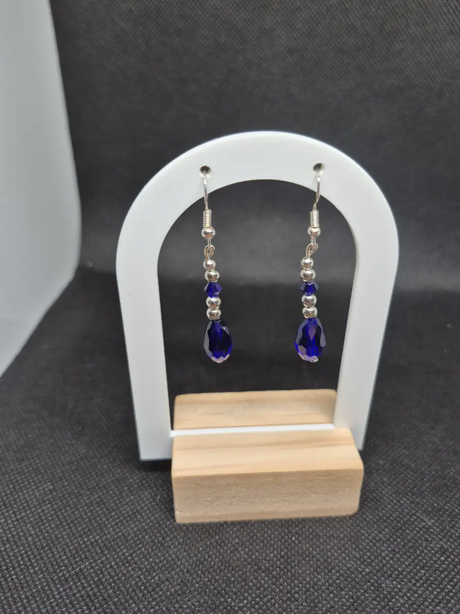 Blue gem earrings silver plated