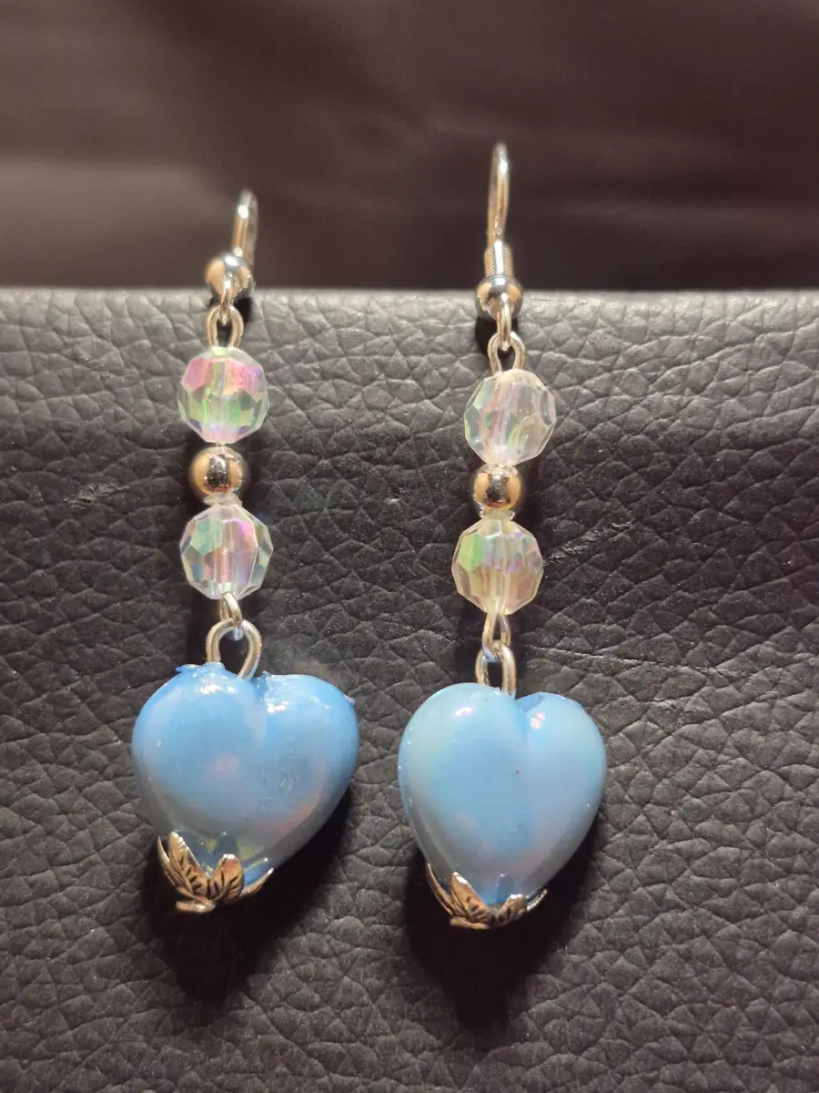 Acrylic blue hearts