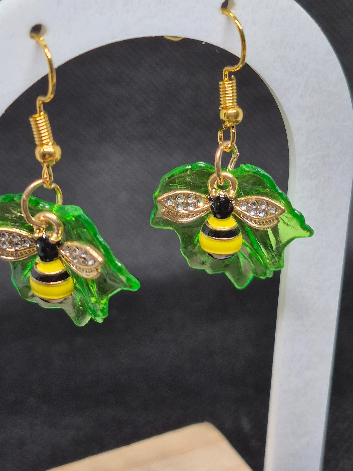 Yellow and black bee earrings
