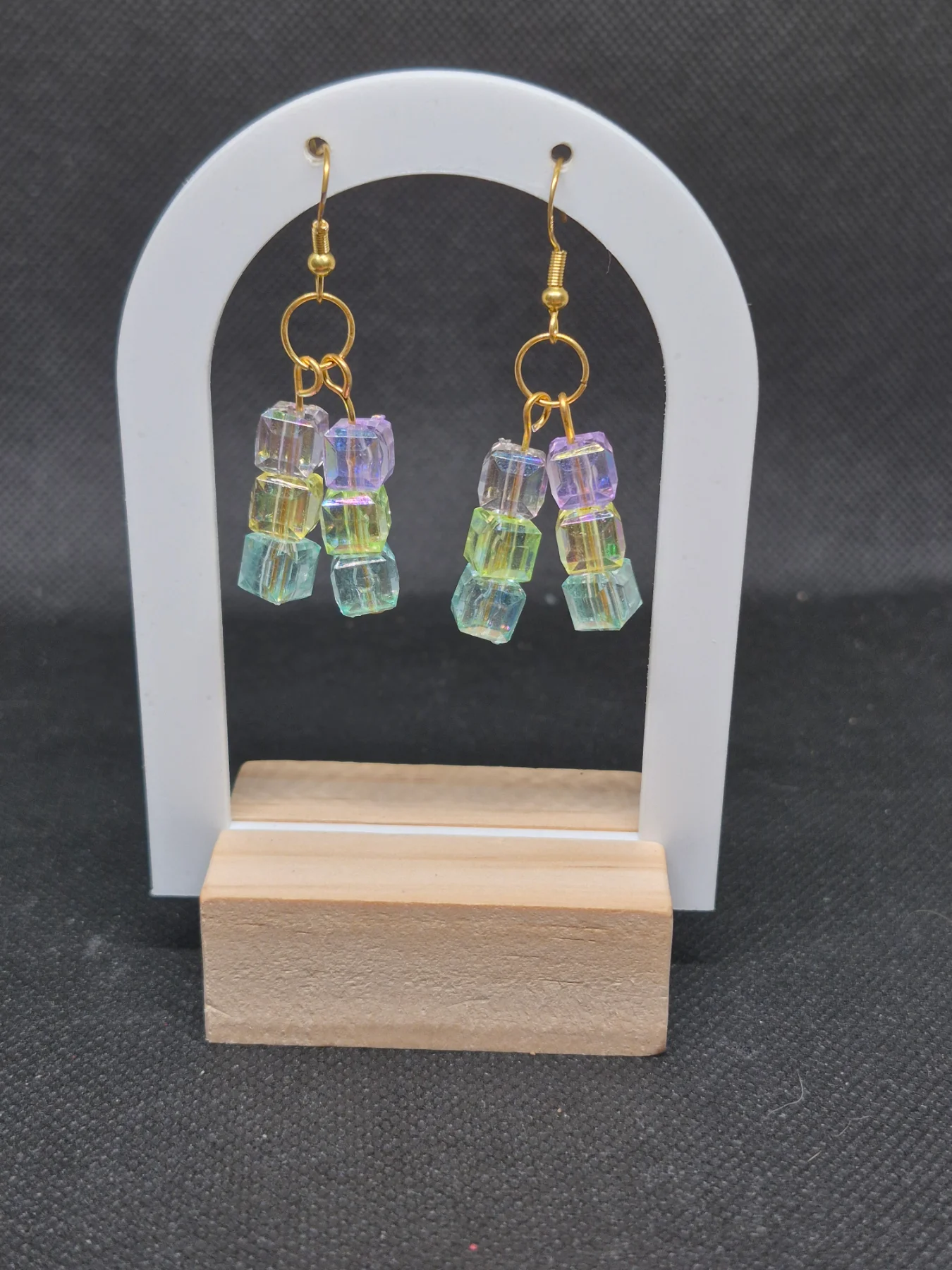 Colourful glass cube earrings