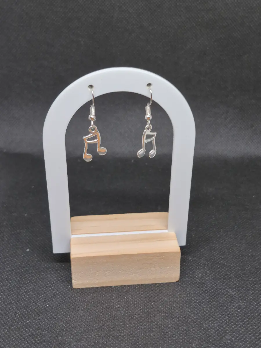 Music notes earrings silver