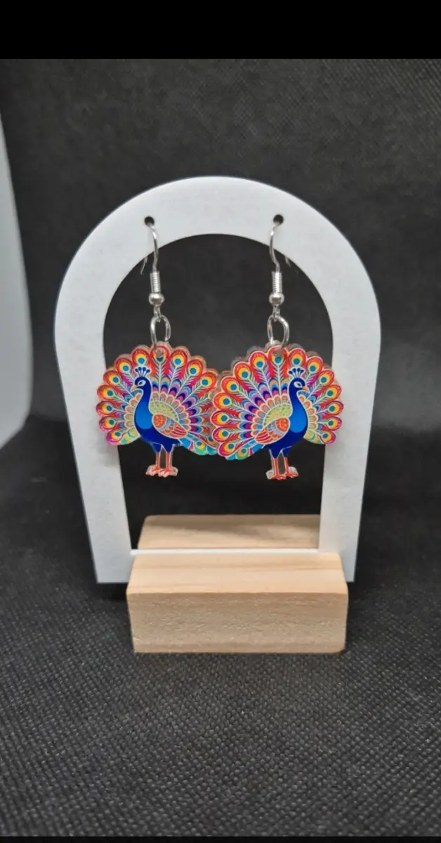 Peacock 2D flat earrings