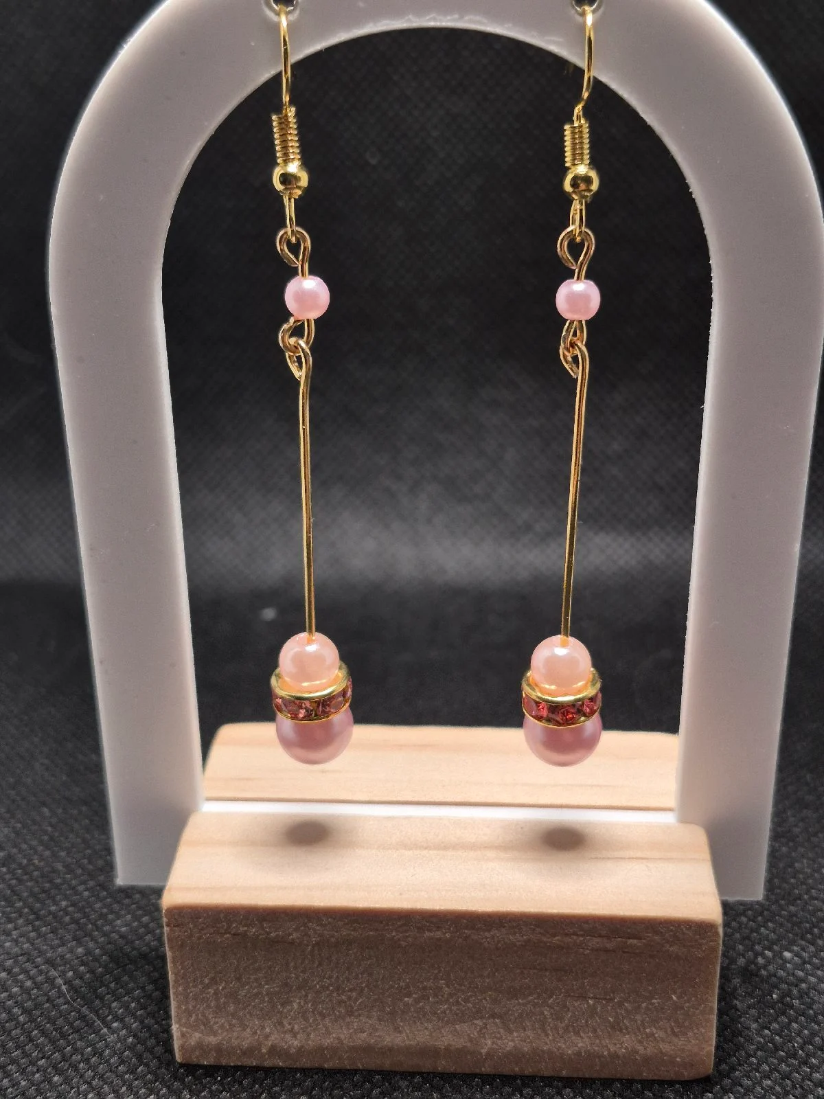 Pink beaded earrings with gems
