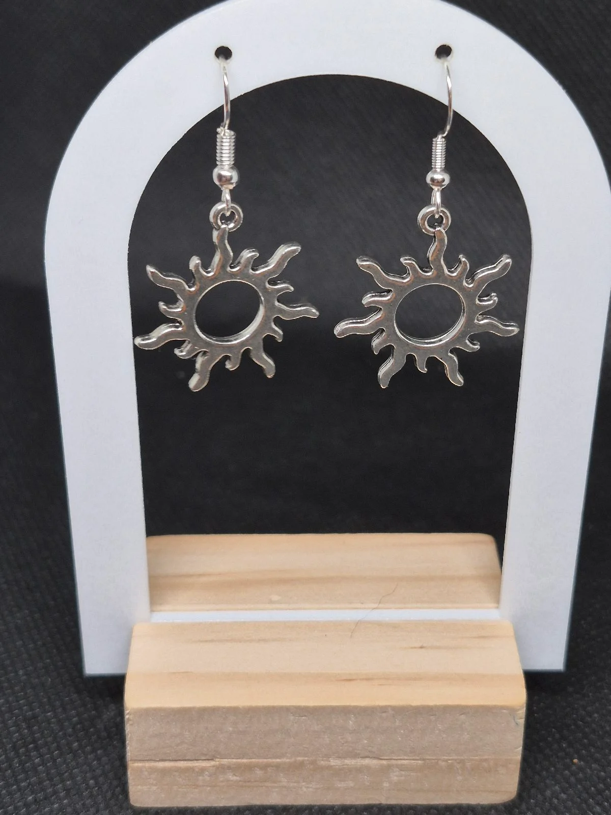 Silver plated sun earrings