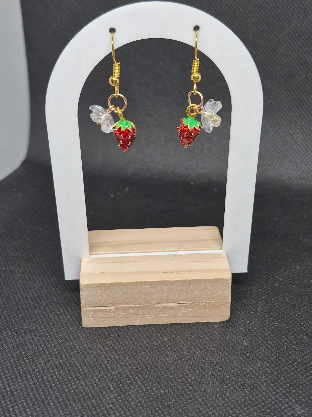 Strawberry earrings gold plated