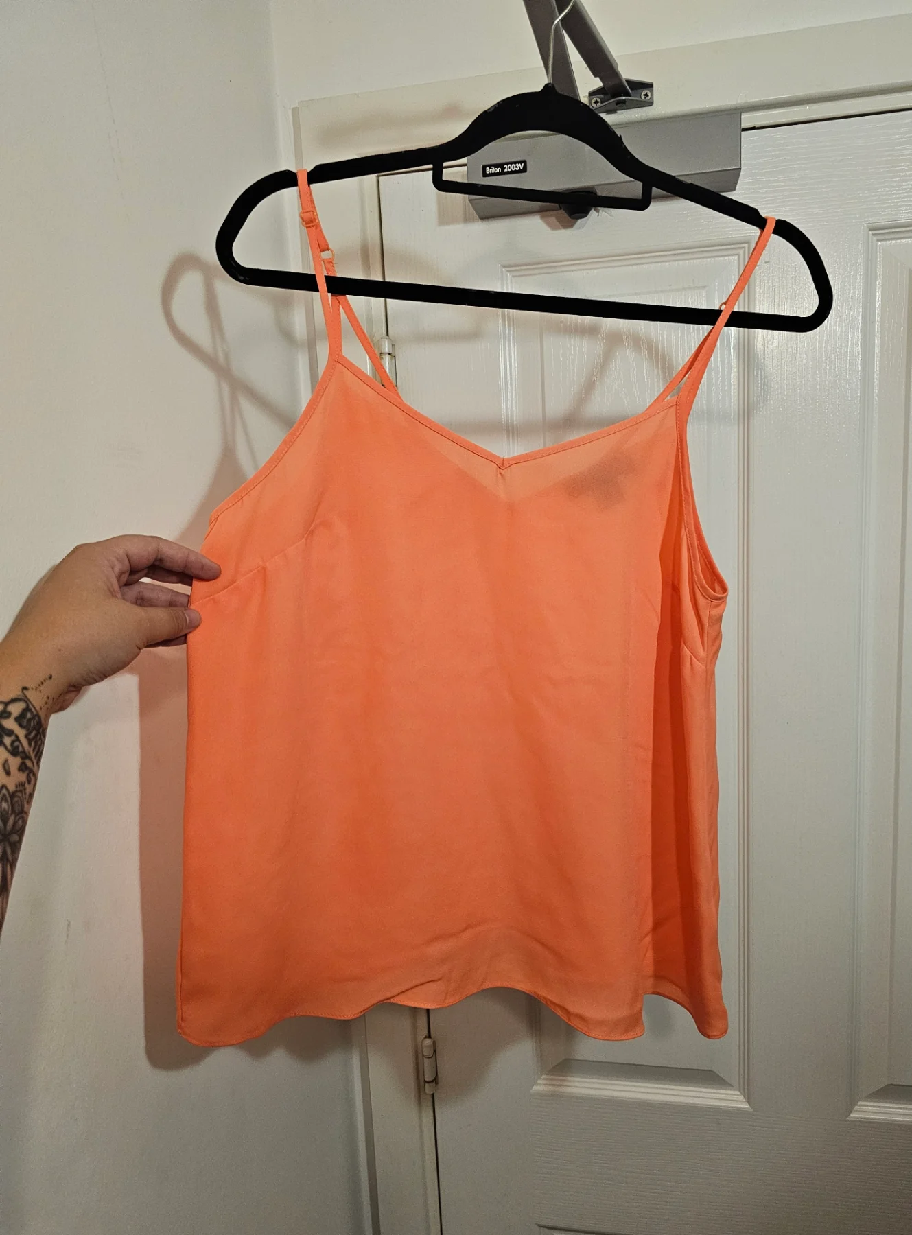 Primark Neon Orange Strappy Chiffon Cami Top, Size 12