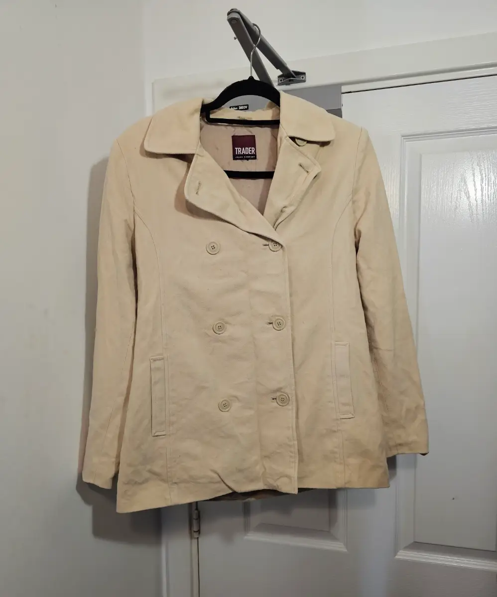 Vintage Trader Jeans Co. Beige Double-Breasted Jacket, Size 10