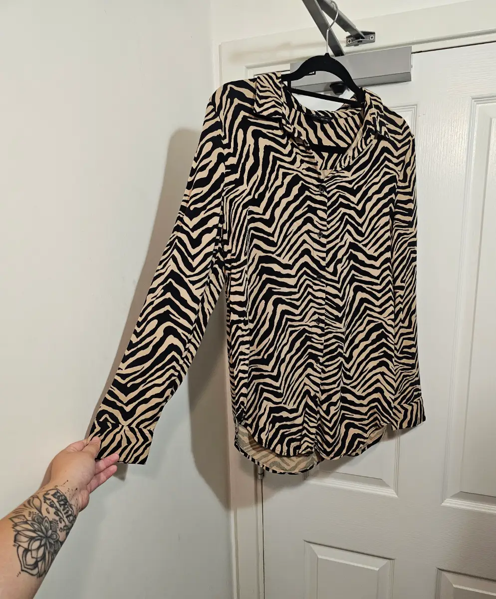 M&S Collection Zebra Print Viscose Button Up Blouse, Size 12