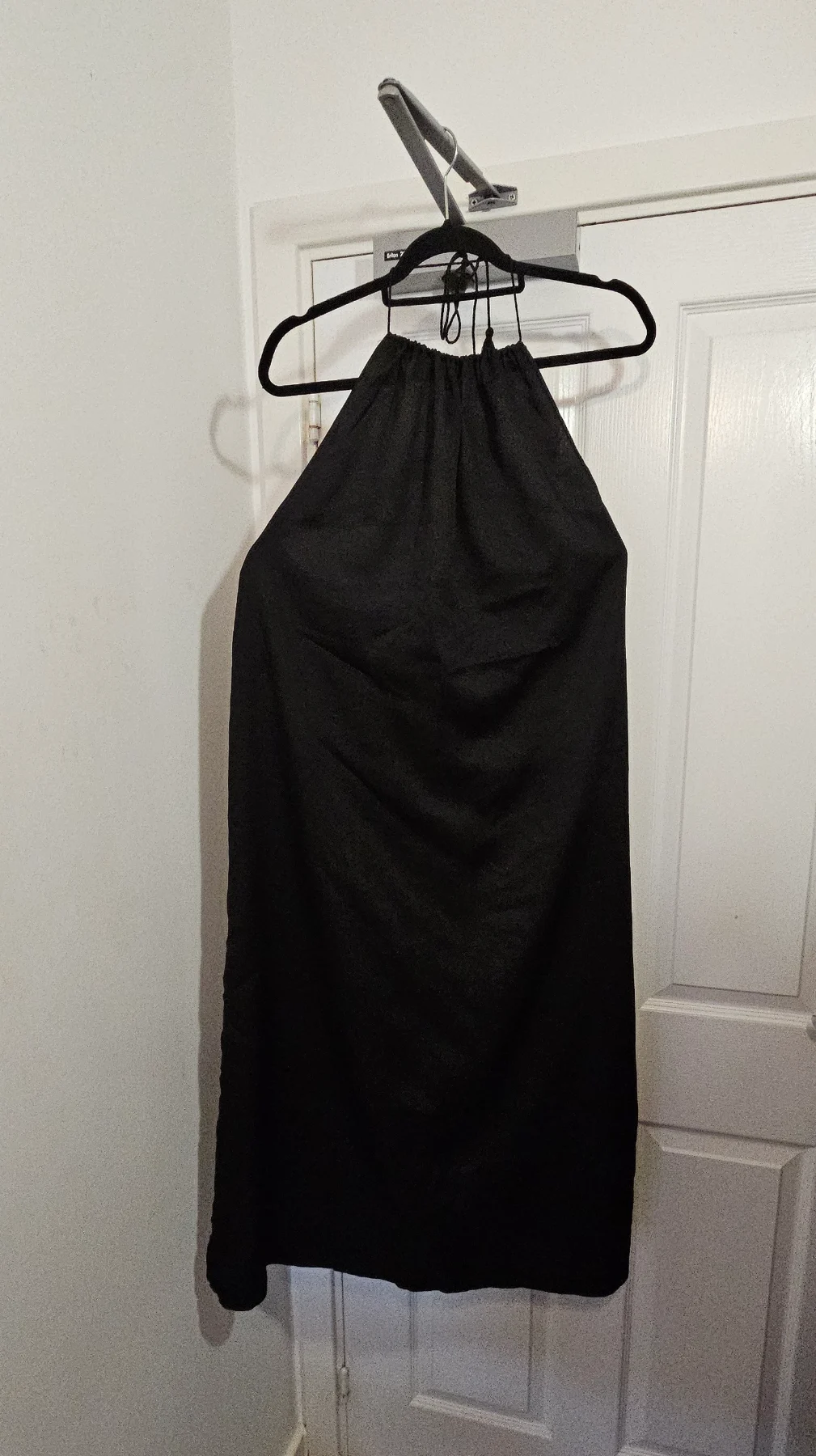SHEIN Black Backless Halterneck Midi Dress with Side Slit, Size M (UK 10)