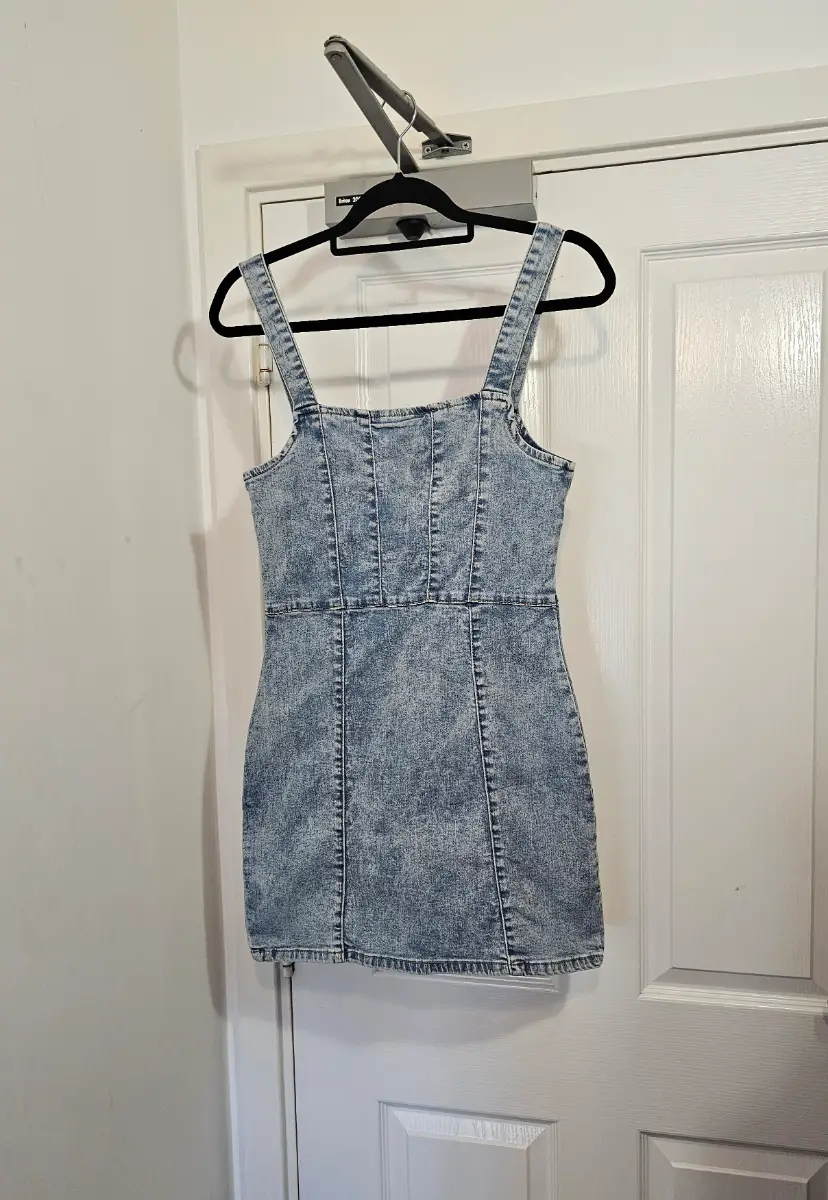 Quiz Acid Wash Denim Summer Bodycon Mini Dress, Size UK 10