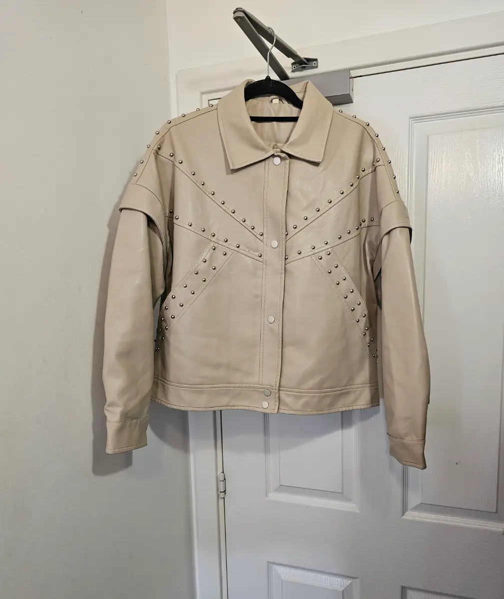 Mochy Paris Studded Faux Leather Western Shacket / Jacket, Size L (Oversized)