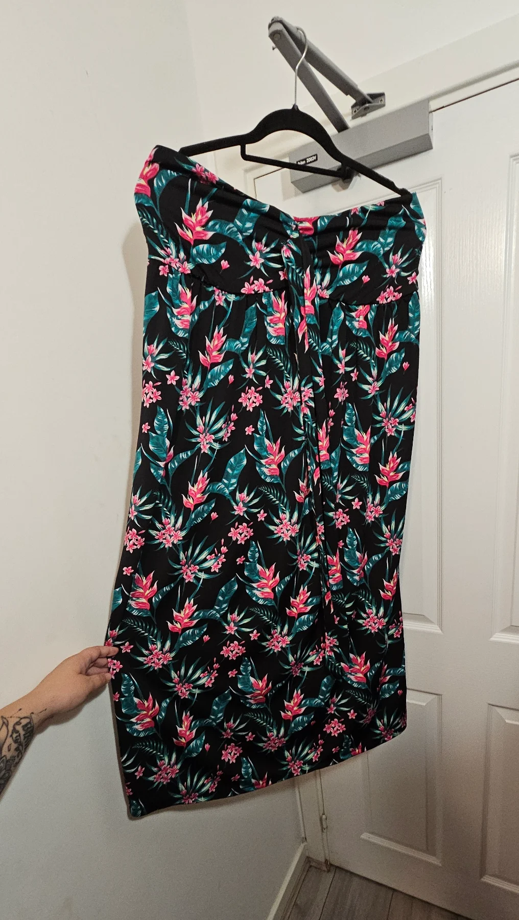 BEYOU Tropical Floral Bandeau Midi Dress, Size 16/18 Stretch Summer Beach