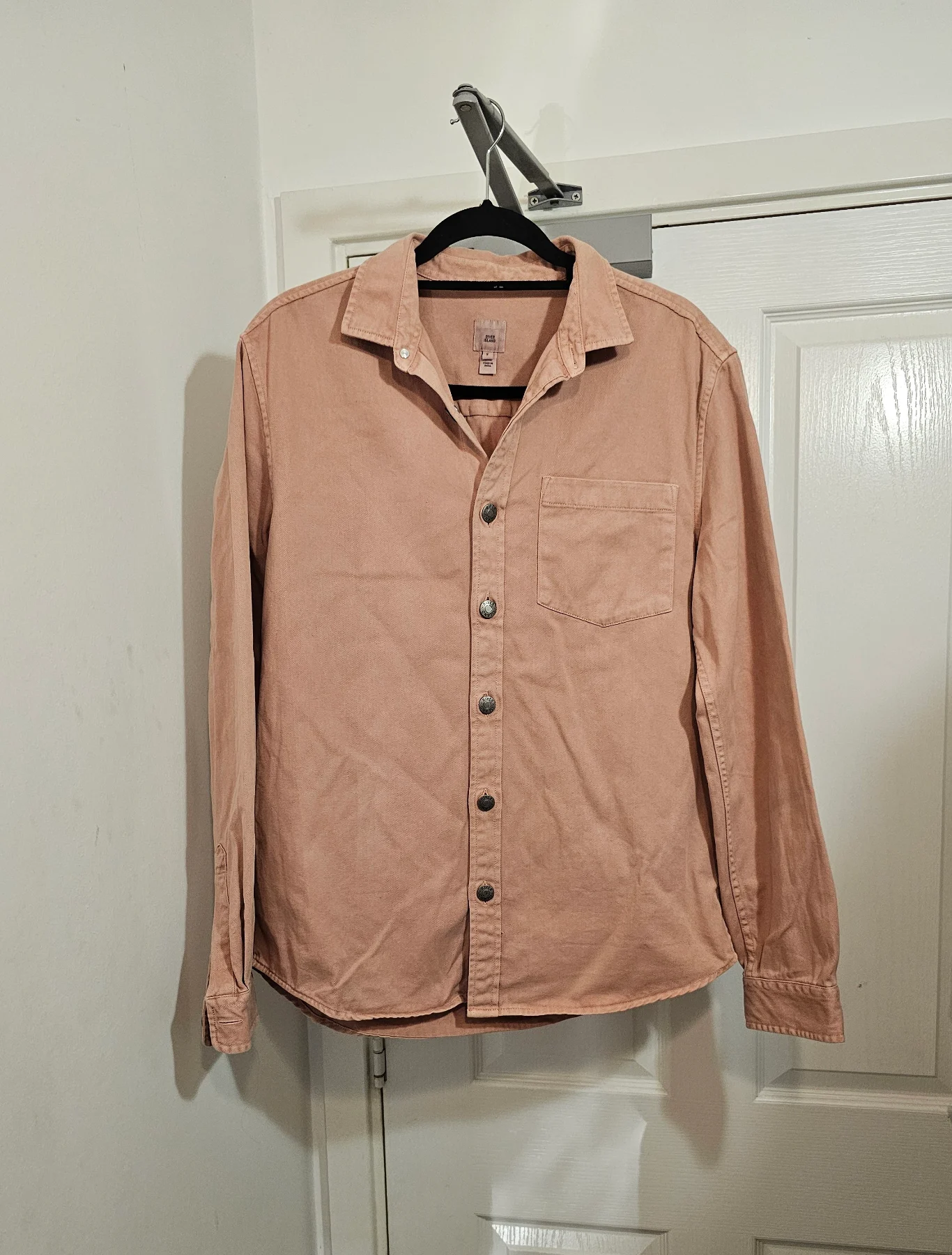 River Island Womens Pink Cotton Canvas Utility Shacket Overshirt, Size S