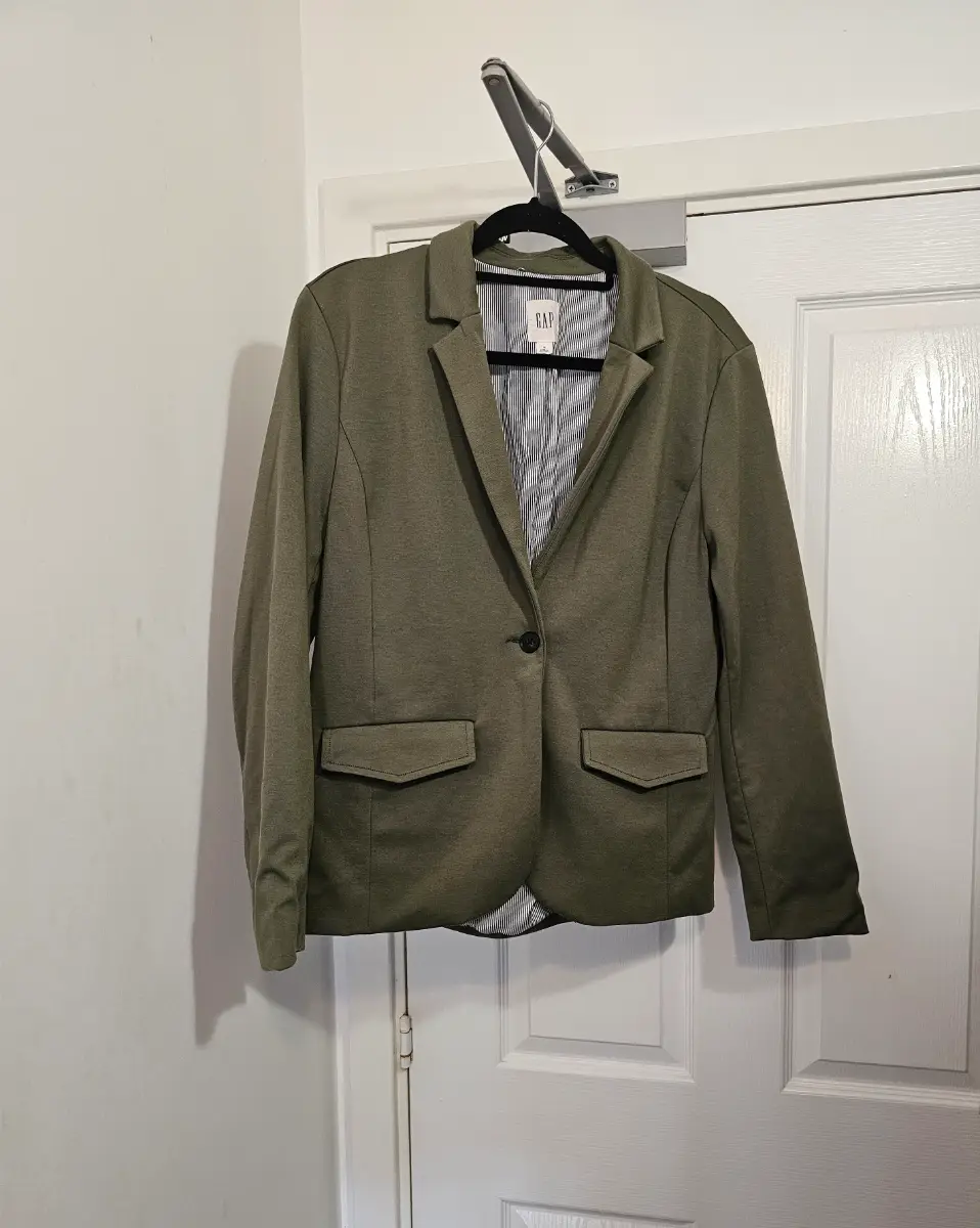 GAP Olive Green Ponte Casual Formal Knit Blazer, Size 10