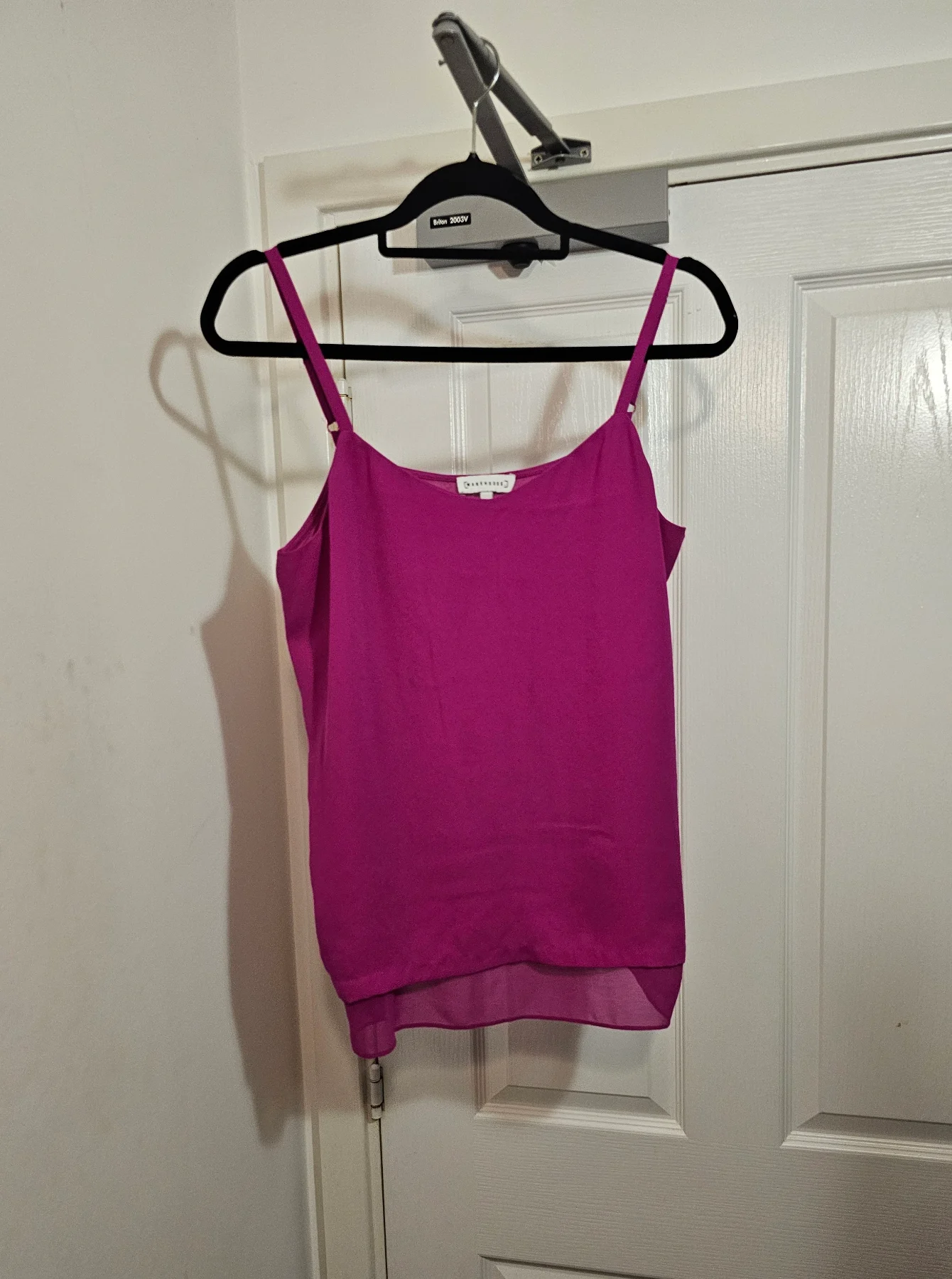 Warehouse Hot Pink Mixed Media Cami Top, Size UK 10 / US 6
