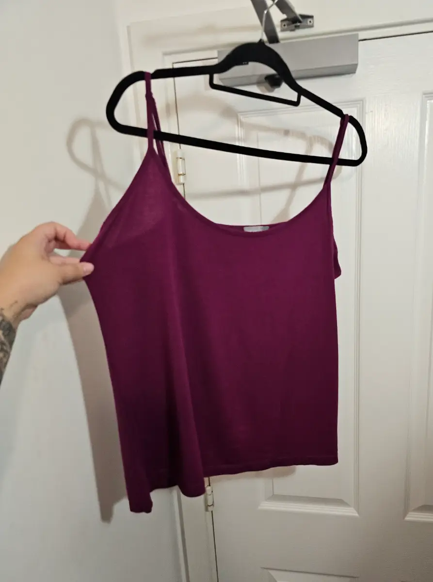 Vintage M&S Per Una Maroon Spaghetti Strap Cami Top, Size 20