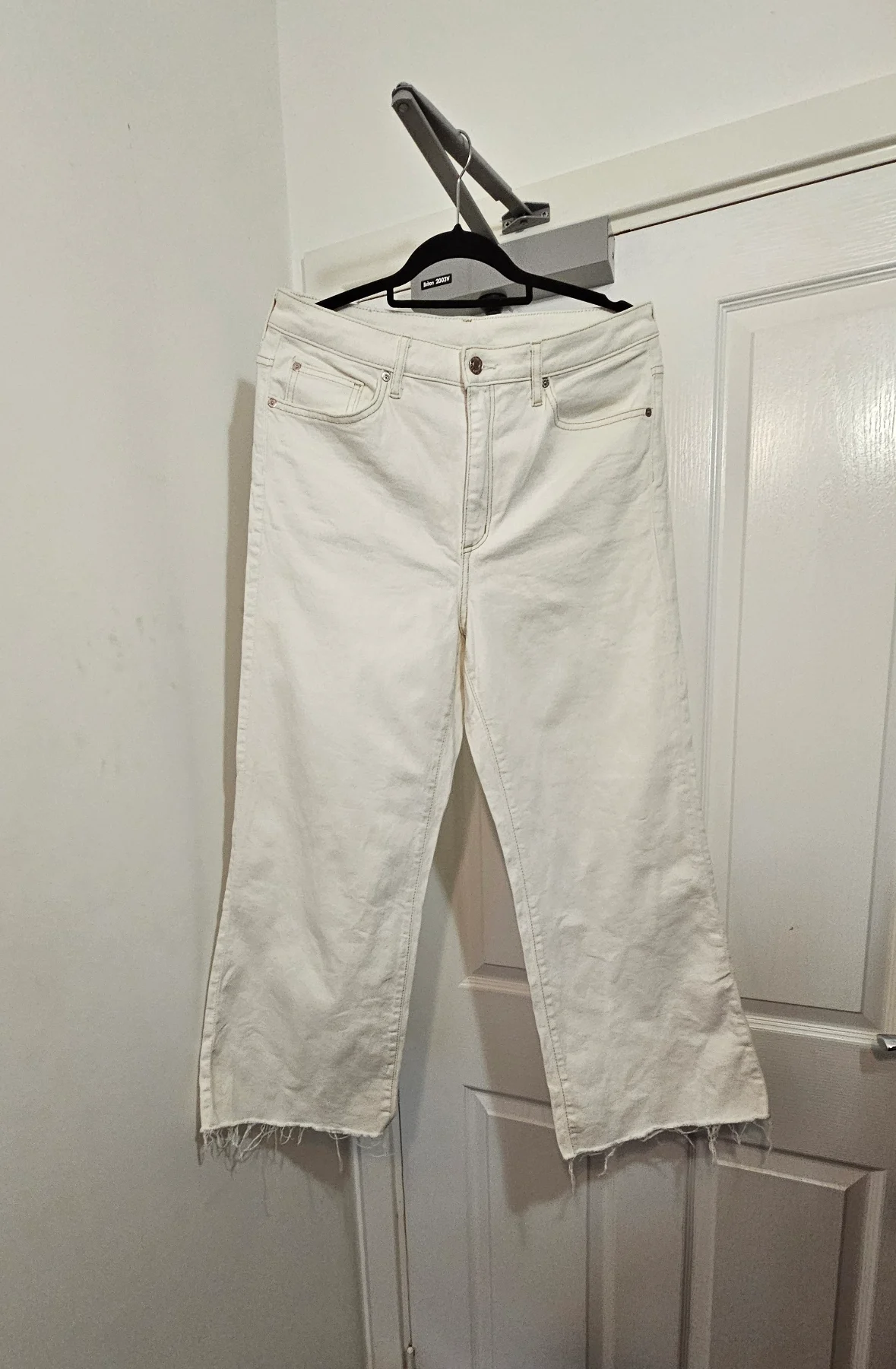 H&M &DENIM Cream White Wide Leg High Waisted Jeans, UK 16 / US 12