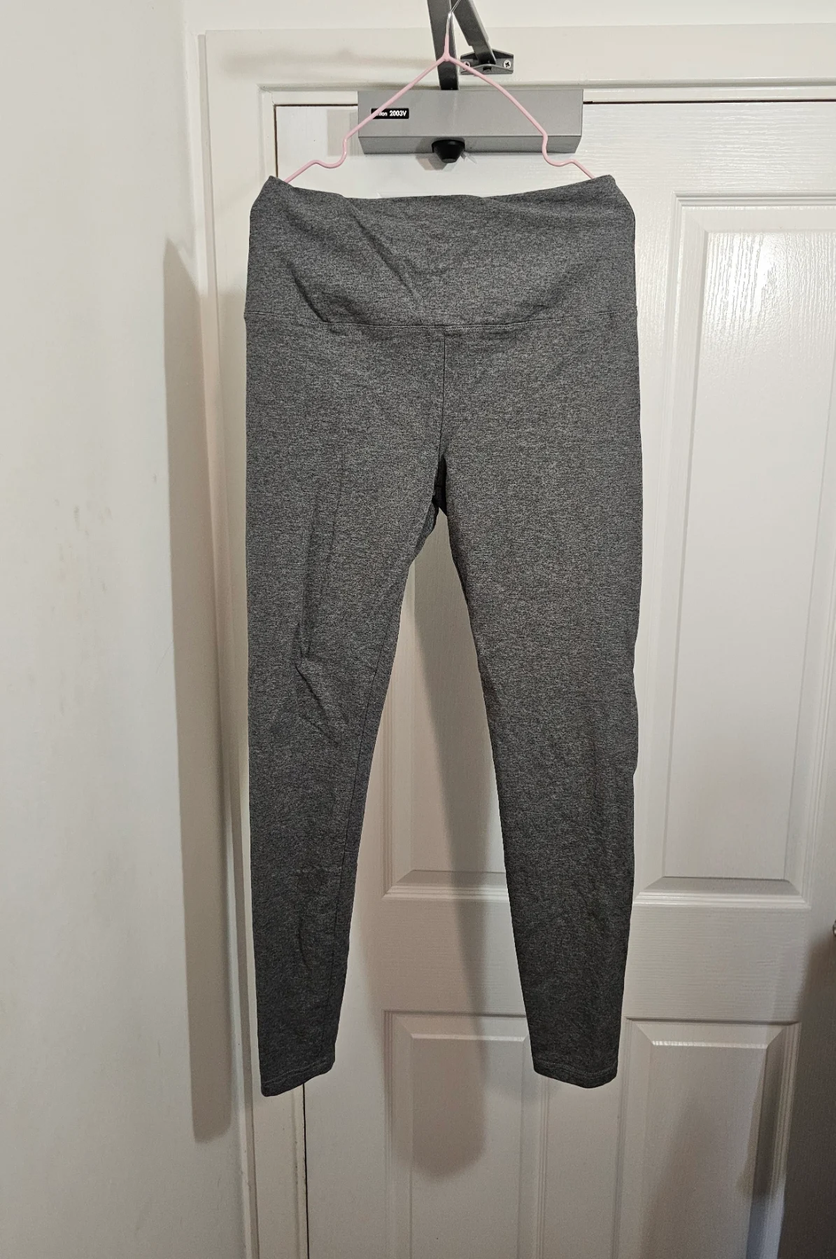 V by Very Grey Marl High-Waisted Cotton Leggings, Size UK 10
