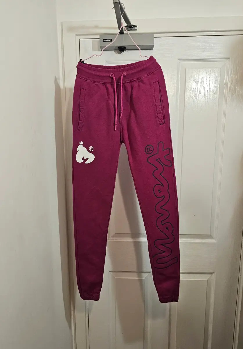 Money Clothing Pink/Fuchsia Fleece Joggers Tracksuit Bottoms, Size XS