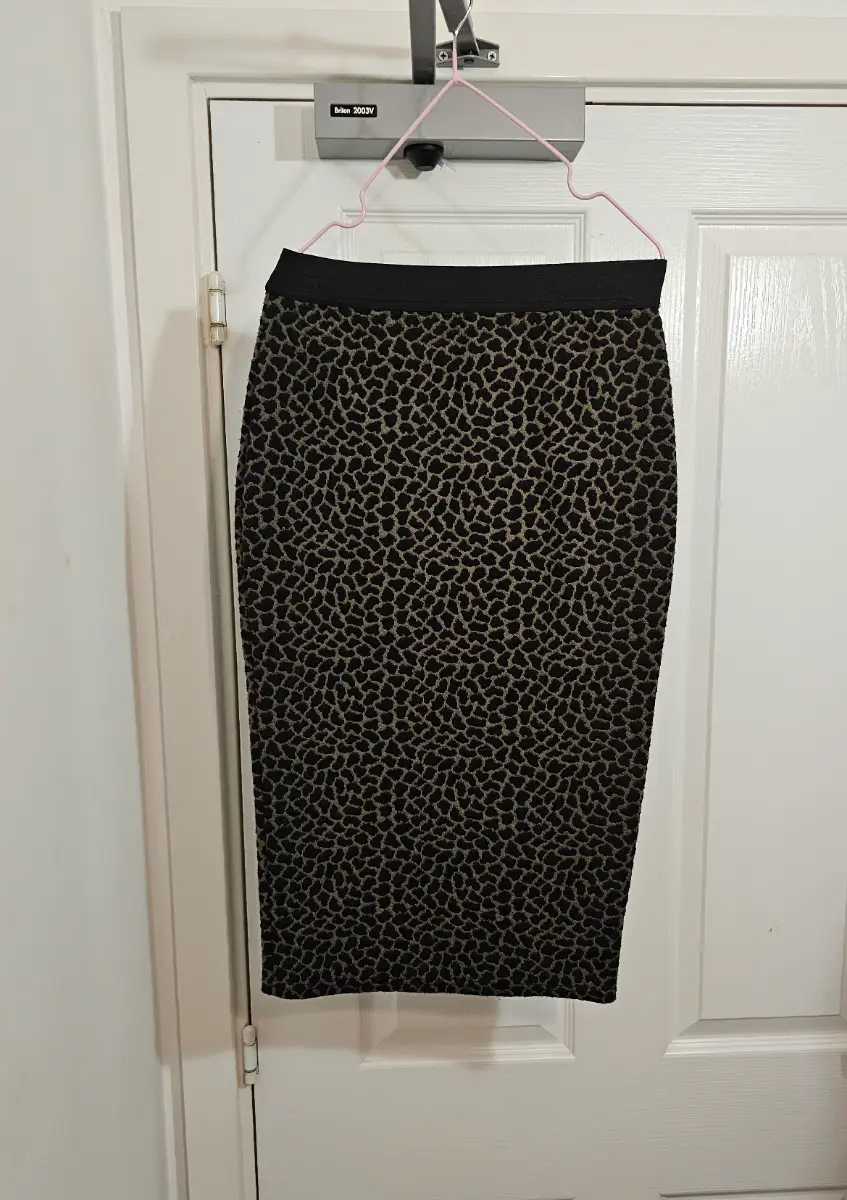 Miss Selfridge Textured Leopard Print Pencil Skirt, Size UK 10