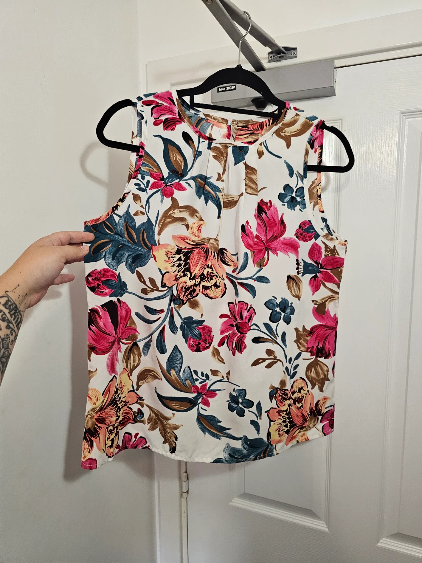SHEIN Emery Rose Floral Sleeveless Blouse Top, Size L / 14 Boho Summer
