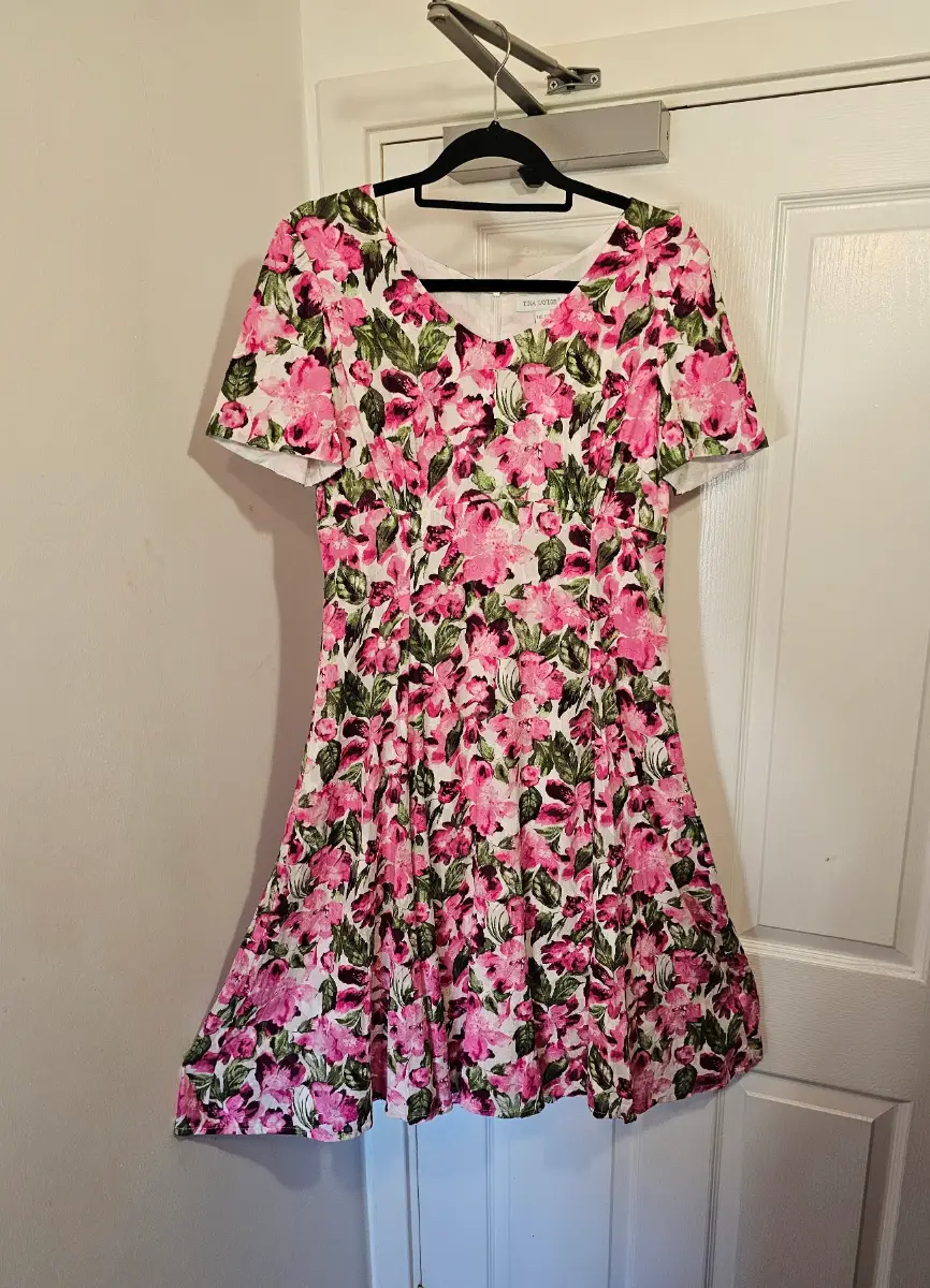 Tina Taylor Vintage Floral 100% Cotton A-Line Dress, Size UK 10