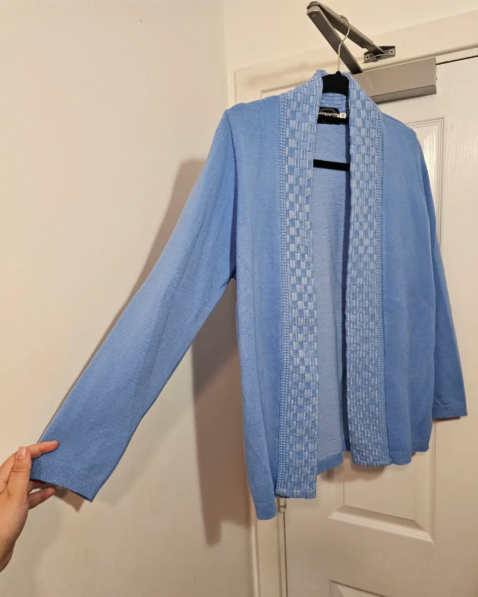 Lizzi Clarke Cornflower Blue Shawl Collar Cardigan, Size S/M
