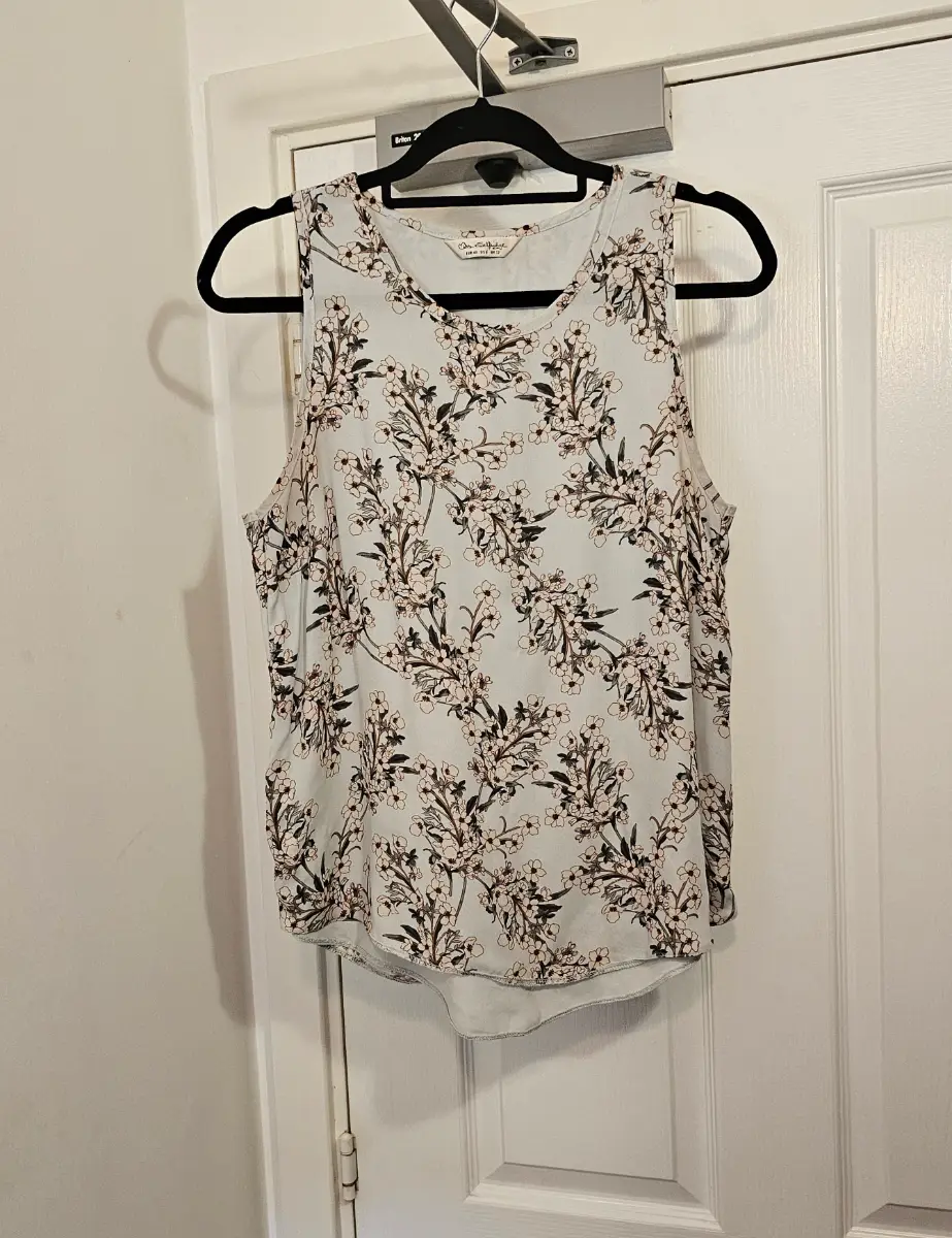 Miss Selfridge Floral Cherry Blossom Crossover Back Vest Blouse, Size UK 12