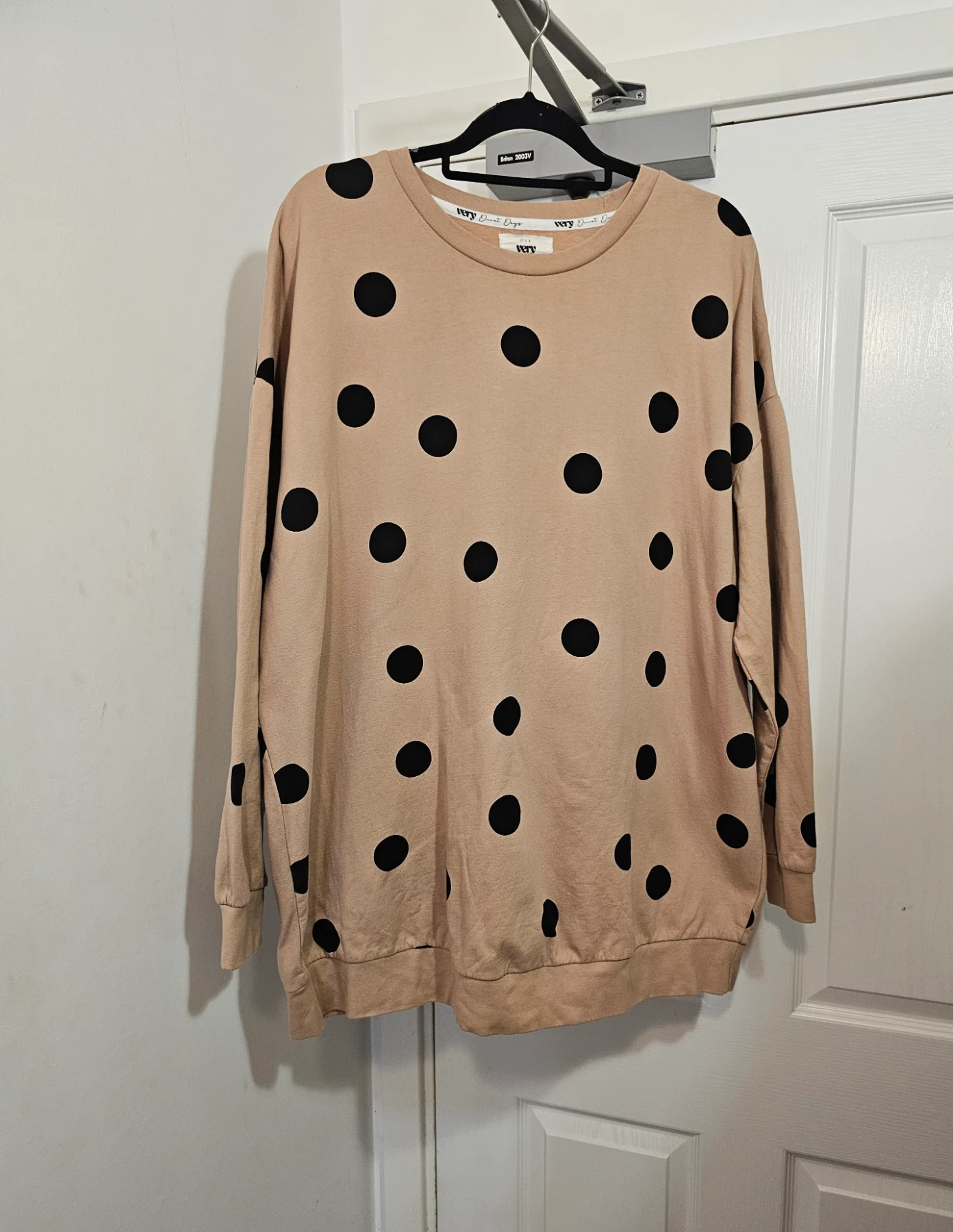 V by Very Oversized Polka Dot Lounge Sweatshirt Tunic Set Top,  Size UK 20-22