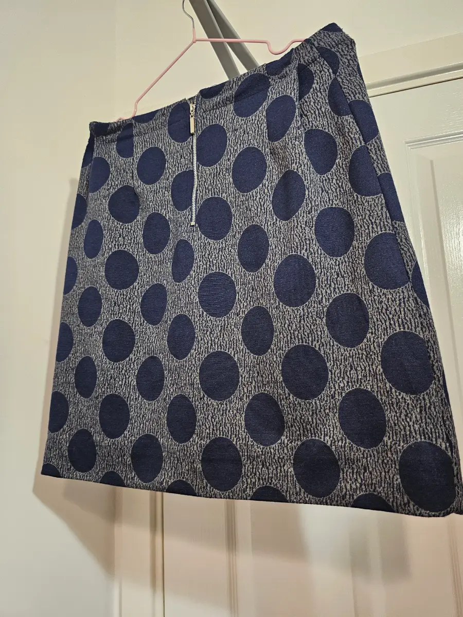 Mitzy Navy & Grey Polka Dot Mini Skirt, Size 10